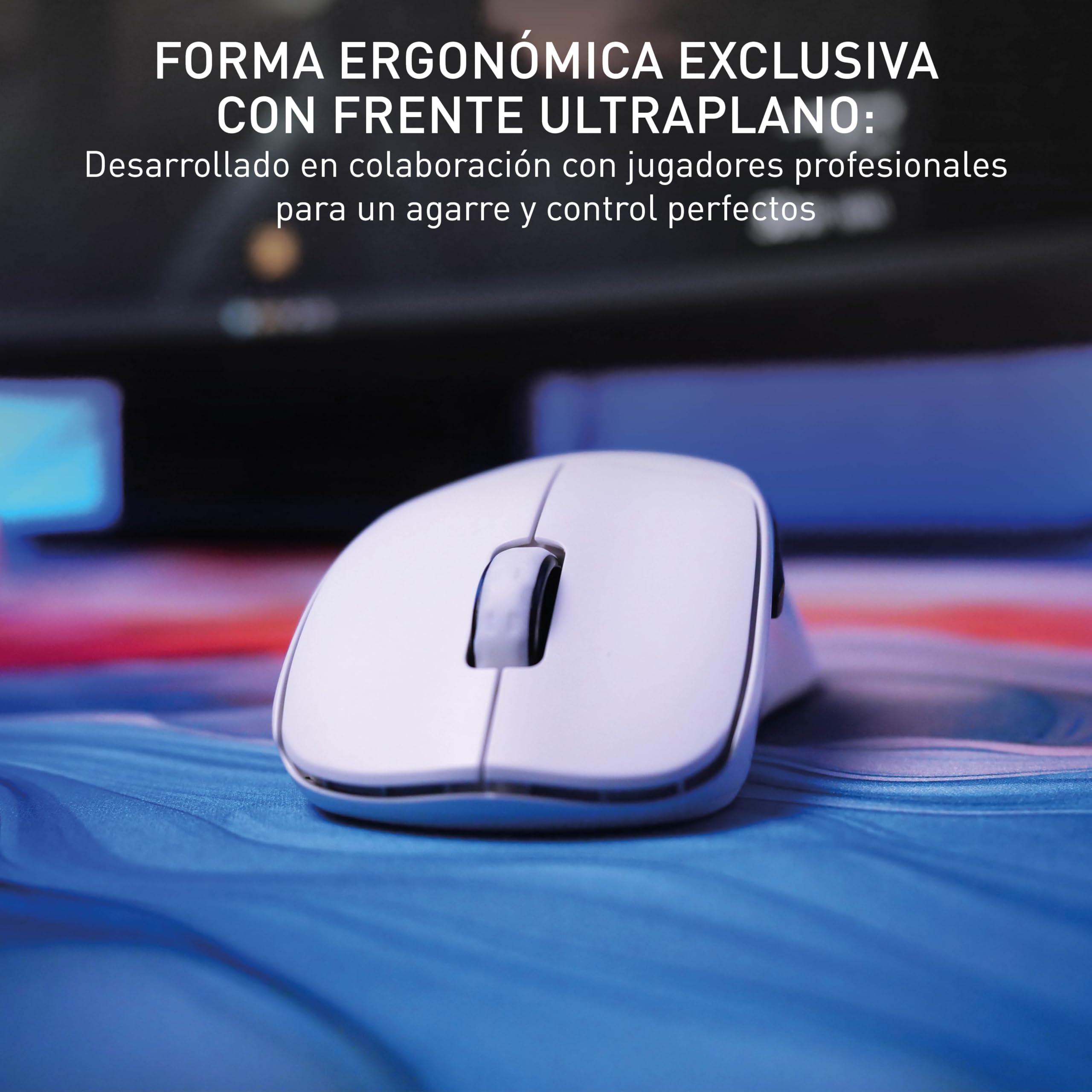 CHERRY XTRFY M64 PRO WIRELESS, Ratón Inalámbrico Ultrarrápido de Gaming, 2.4 GHz RF, Optimizado para eSports, Ratón 8K, Forma Ergonómica con Parte Frontal Plana, Blanco