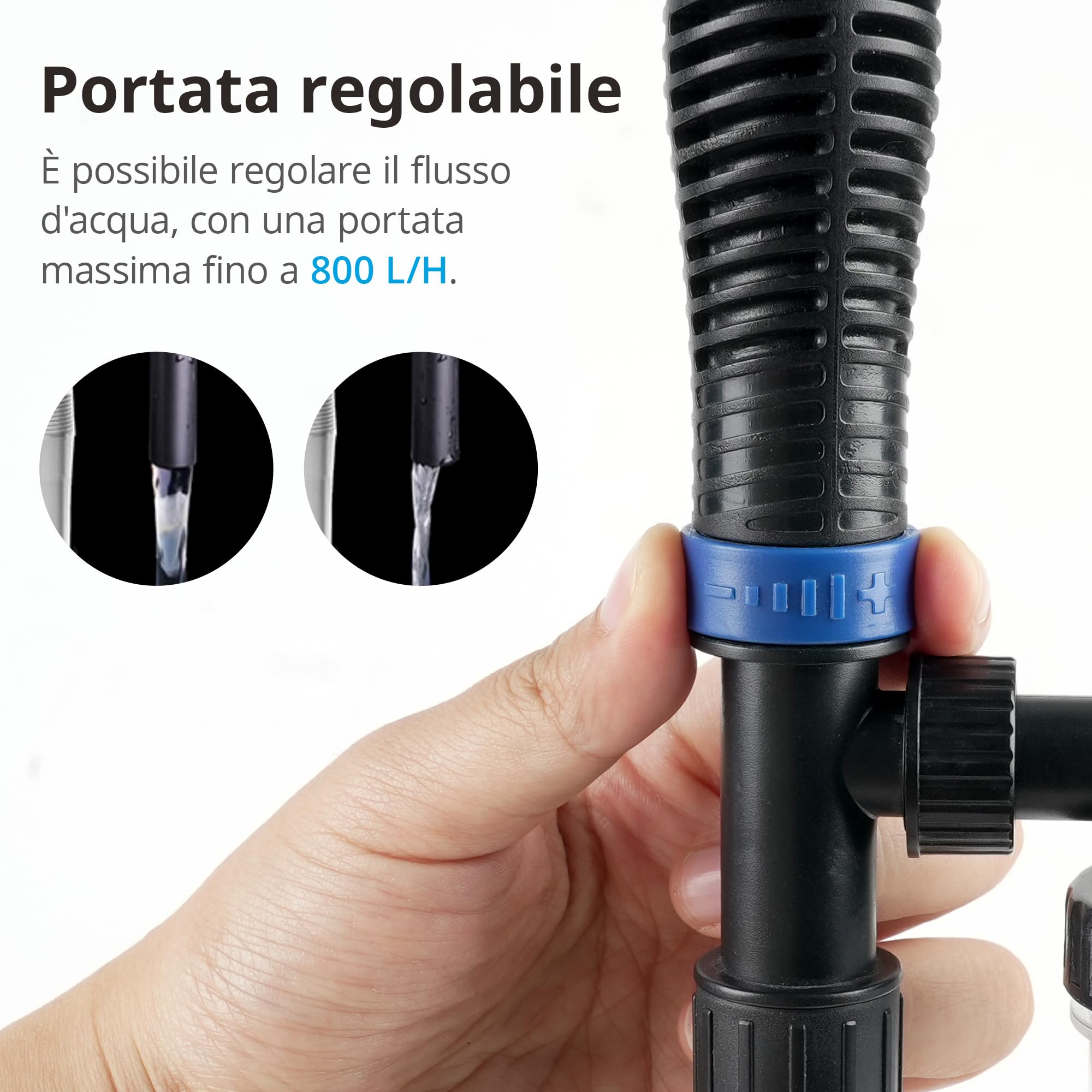 NICREW 3 in 1 Pulizia Acquario Multifunzionale, Sifone per Ghiaia con Filtro in Spugna, Aspirapolvere per Acquario Medio e Grande, 800 L/H, 16 W