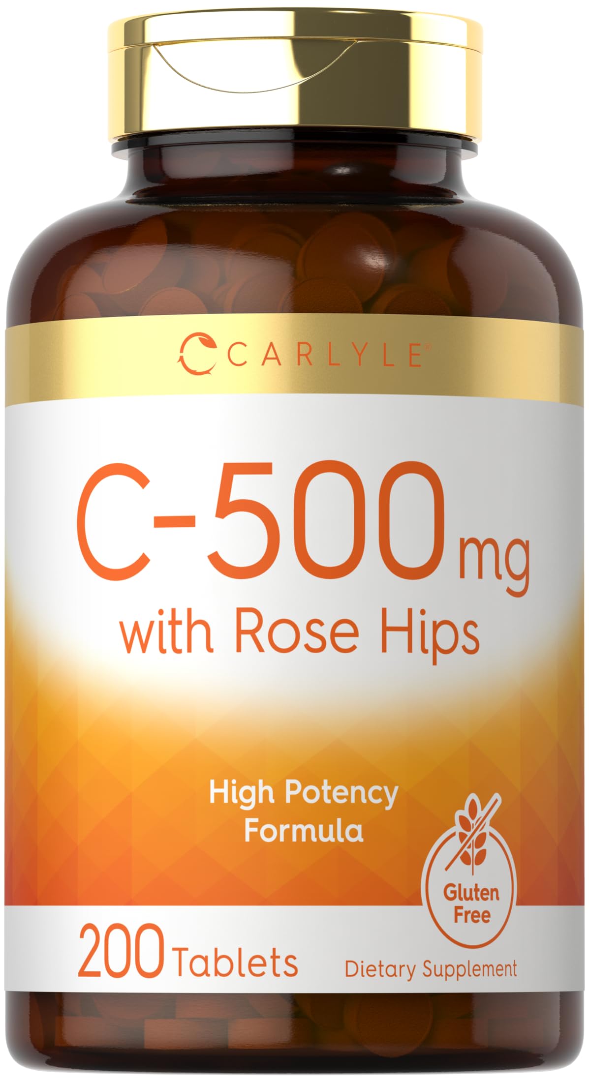 Vitamin C 500mg | with Rose HIPS | 200 Tablets | High Potency Formula | Vegetarian, Non-GMO, Gluten Free Supplement