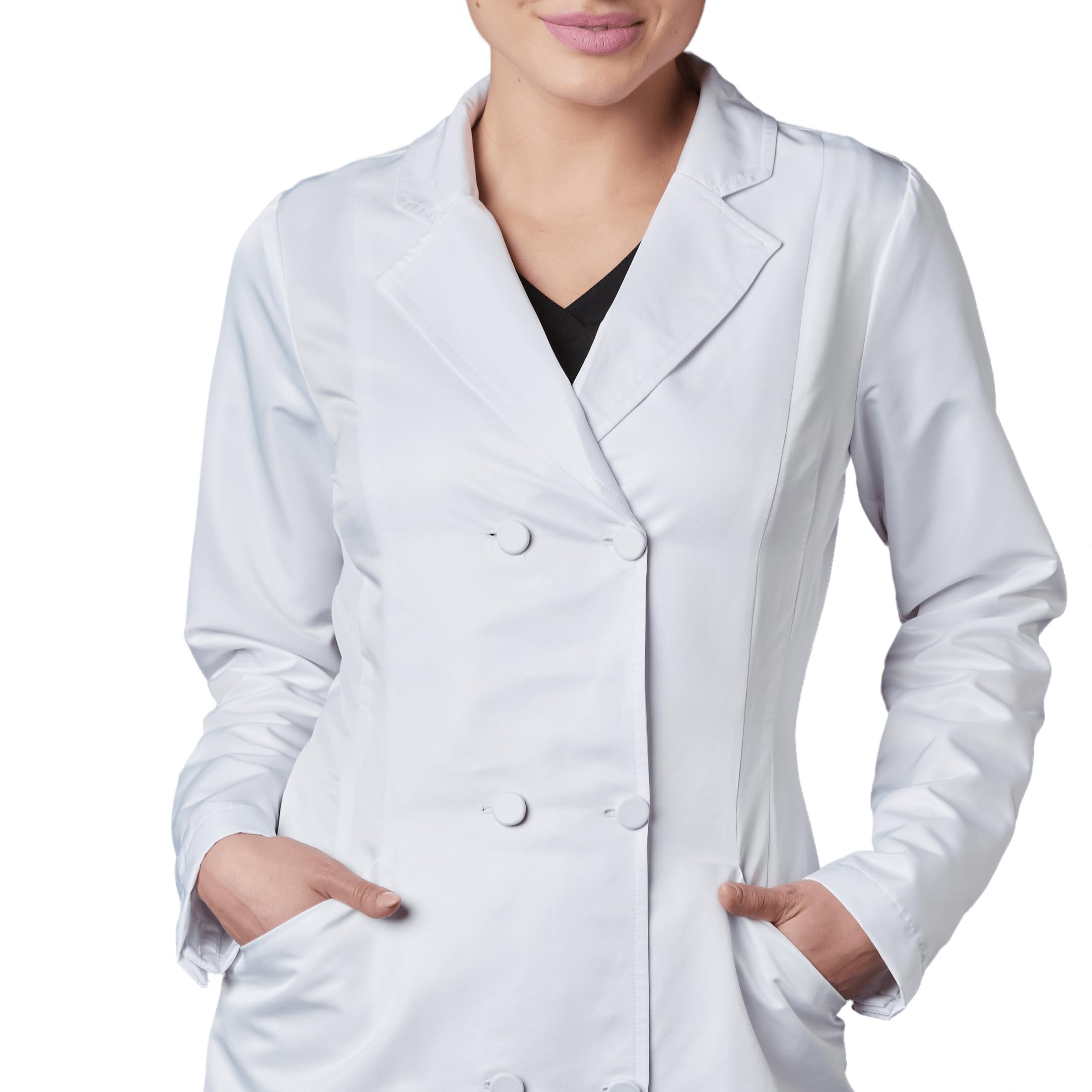 Bata Sanitaria De Trabajo Musa Mujer Repelente Antibacterial Esterilizable Resistente Reutilizable Médico Doctora Laboratorio Escuela Farmacia Color Blanco