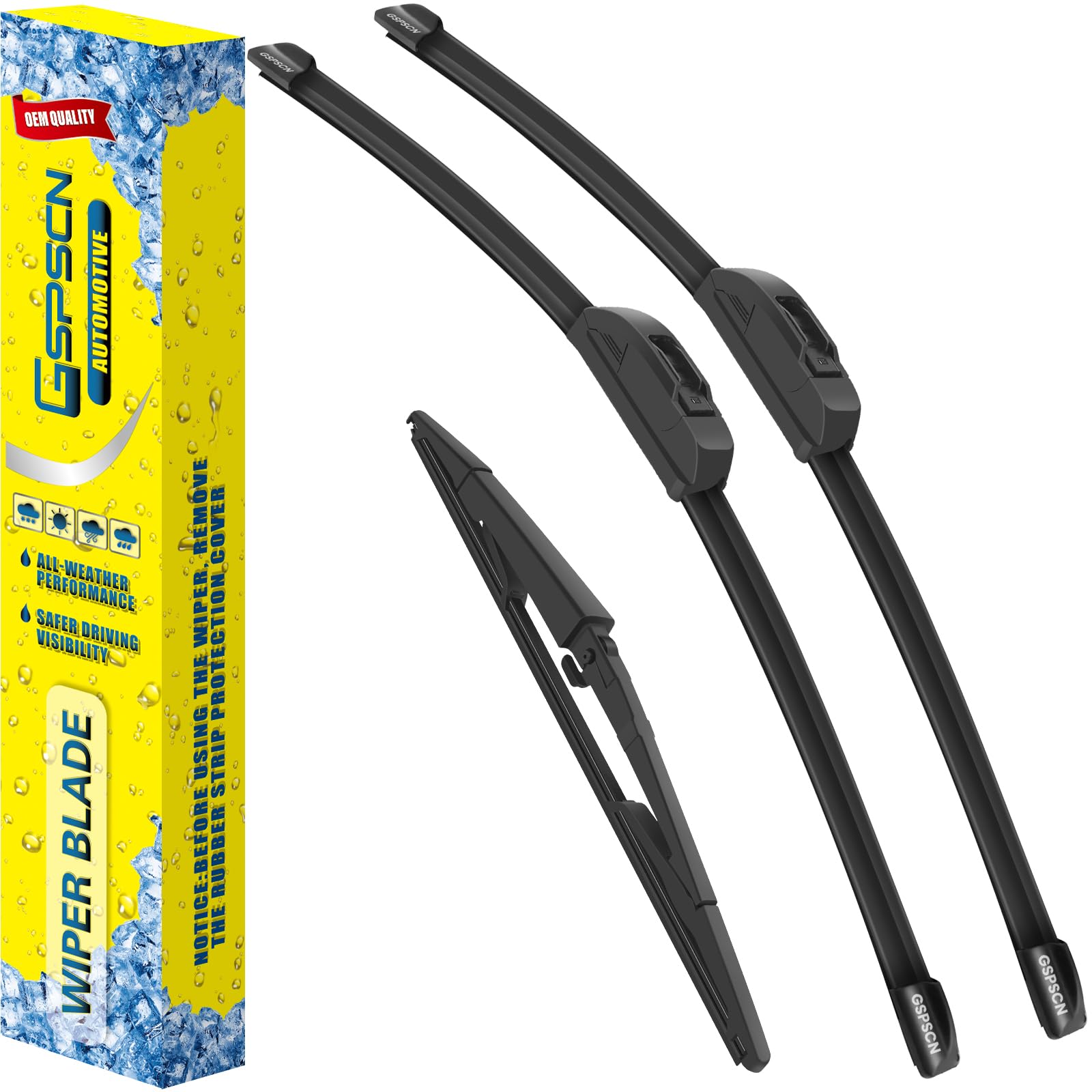 GSPSCN 3 Wipers For Chrysler Aspen 2009-2007 /Dodge Durango 2009-2004,Original Equipment Windshield Wiper Blades Set 26"+21"+14" (Set of 3)