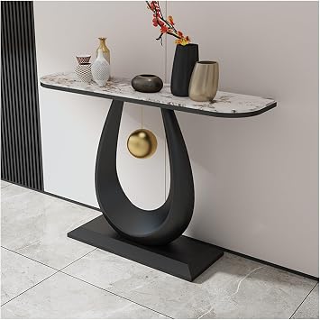 Modern Console Tables,Entryway Table Contemporary Accent Table with Storage Shelves,Space-Saving for Hallway, Living Room,Small SpacesBlack,150cm/59in