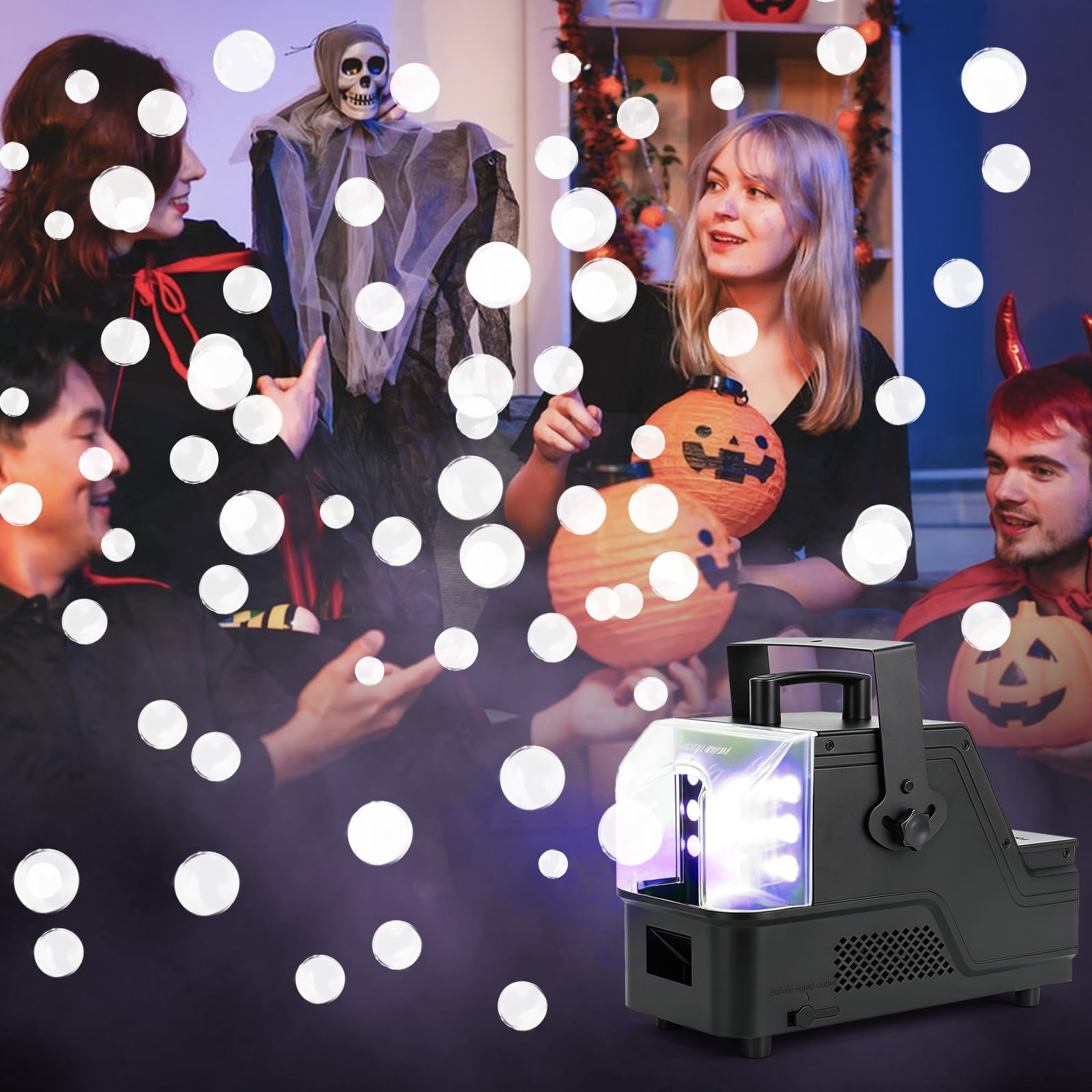 Nebelblasenmaschine Rauchmaschine 400W für Halloween Weihnachten Partys | Nebelmaschine RGB Bühnenbeleuchtung, 3 Modi und Fernbedienung für Bars Hochzeiten Außenbereich