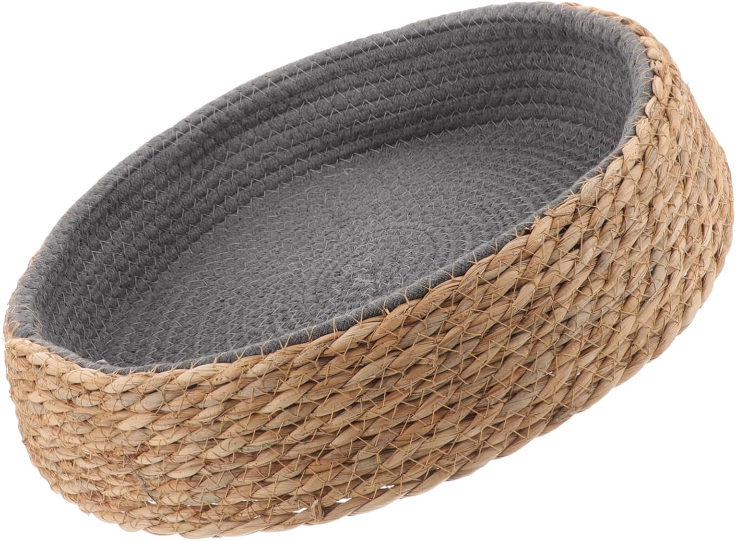 Rattan Woven Cat Bed Cushion Comfortable Round Pet Nest for Cats Dogs Grass Material for Indoor Resting Color