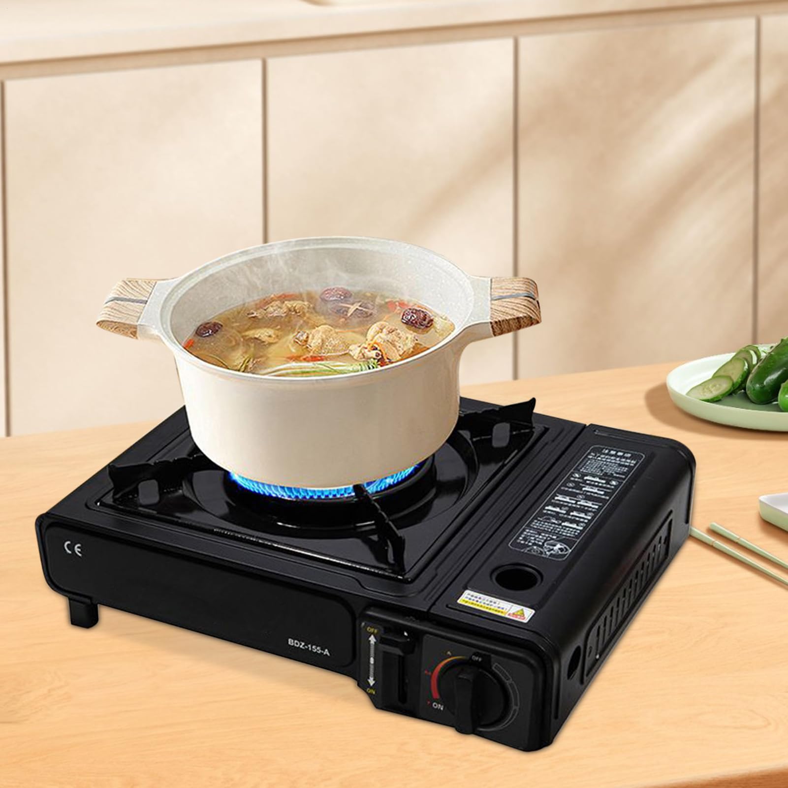 Hornillo Portátil Cocina Cortavientos Encendido Automático Control Preciso
