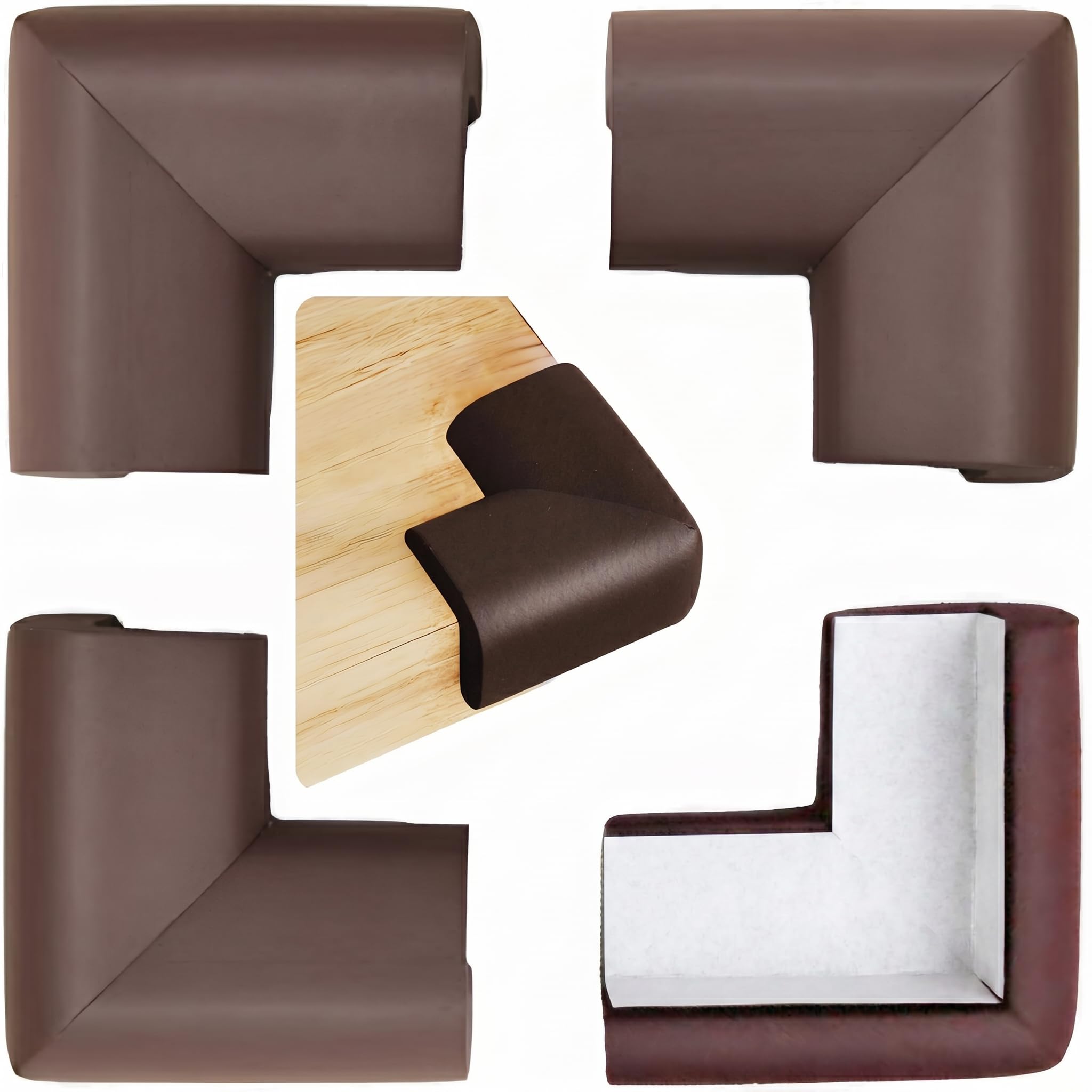 Corner Protector Baby Proof Corners and Edges, Table Corner Protectors for Baby Safety Corner Guards, Baby Proofing Corner Bumpers for Furniture Corner, 3M Adhesive Pre-Taped (Coffee Brown, Pack 4)
