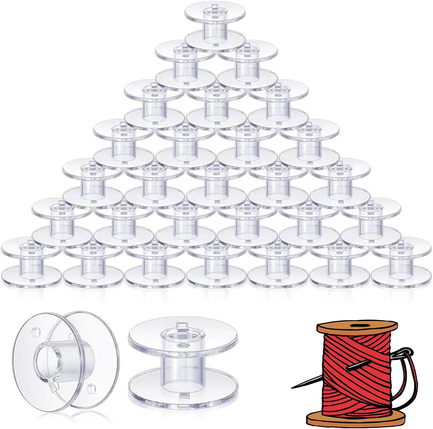 30 Pieces Brother Sewing Machine Bobbins, Plastic Clear Sewing Machine