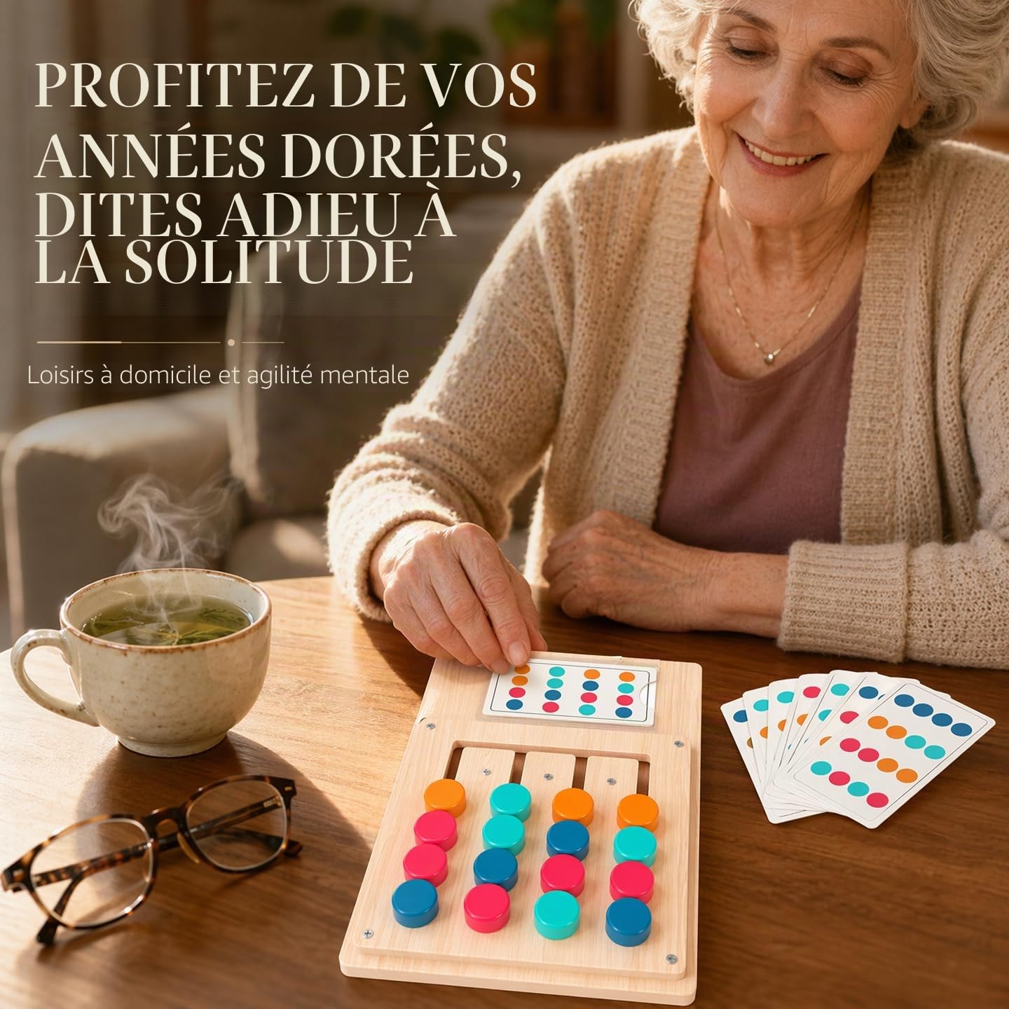 Activités sur la démence pour les personnes âgées, produits en bois faciles pour les personnes âgées, jeux de mémoire de couleur pour adultes, grandes planches sensorielles avec gadgets Fidget