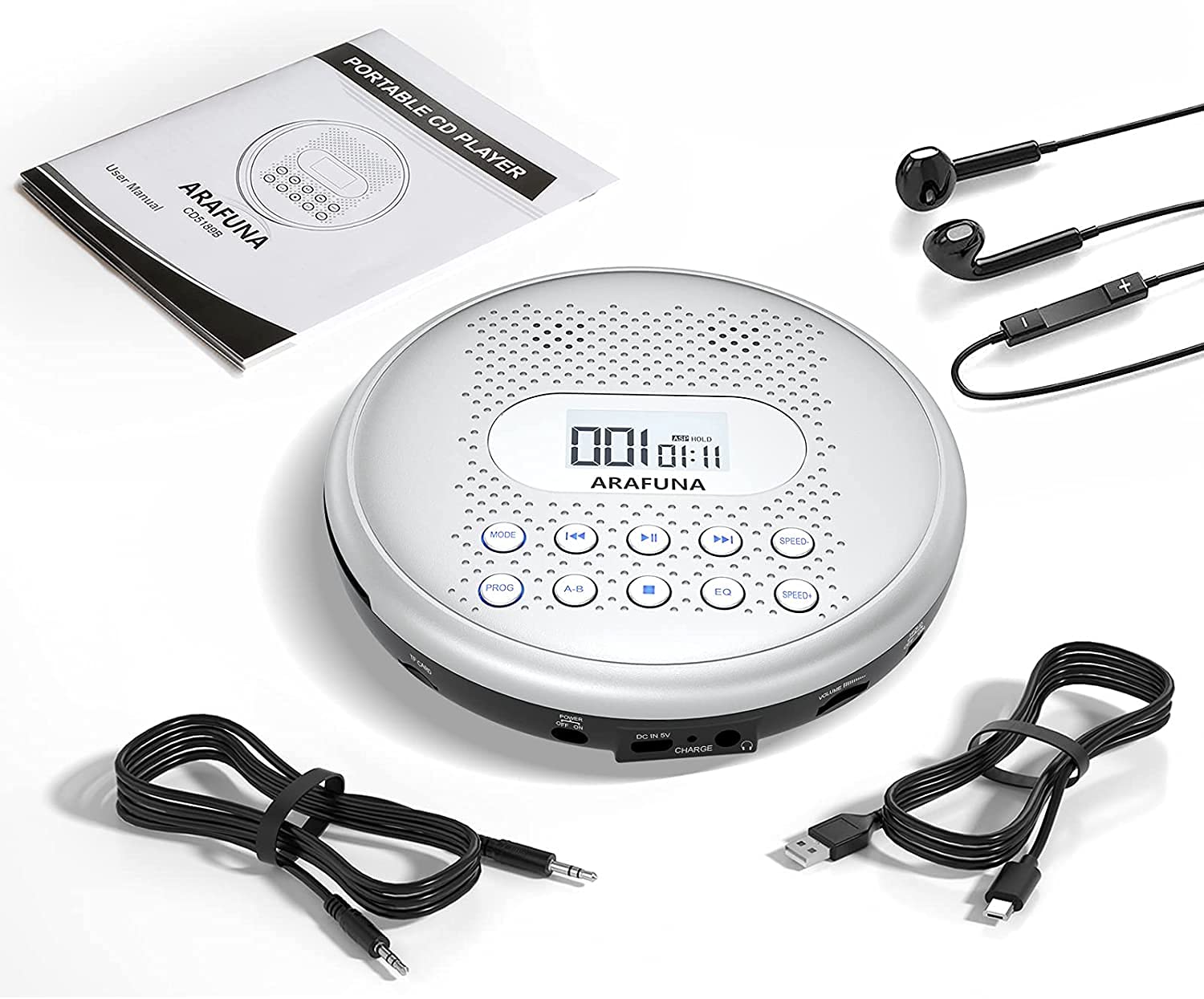 Buy CD Player Portable, ARAFUNA Rechargeable Portable CD Players for