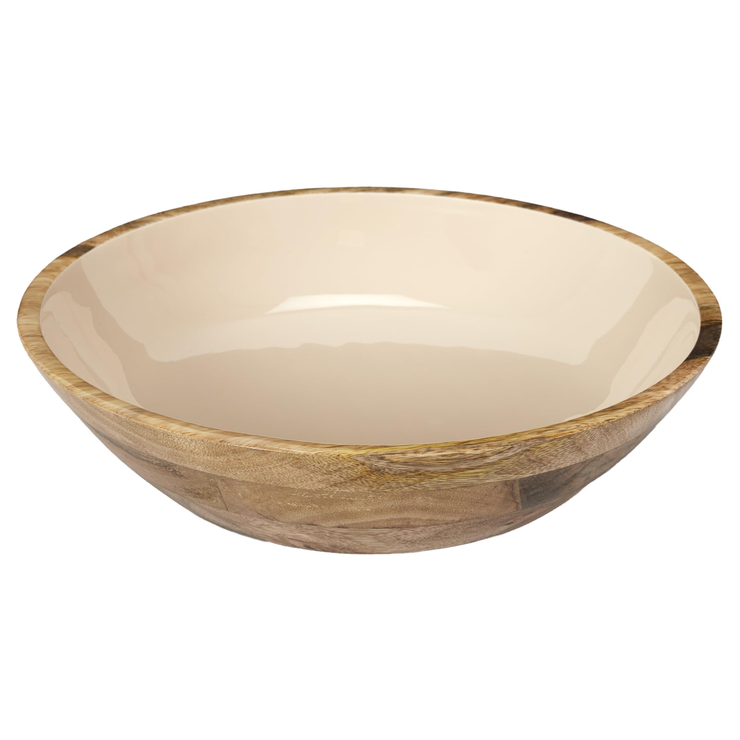 HOME DECO FACTORY, KA0572 Dune Uni Mango Wood Salad Bowl, Elegant and Natural Design, Ideal for Salads and Various Dishes, Easy Care, Diameter 33 cm, Beige Brown