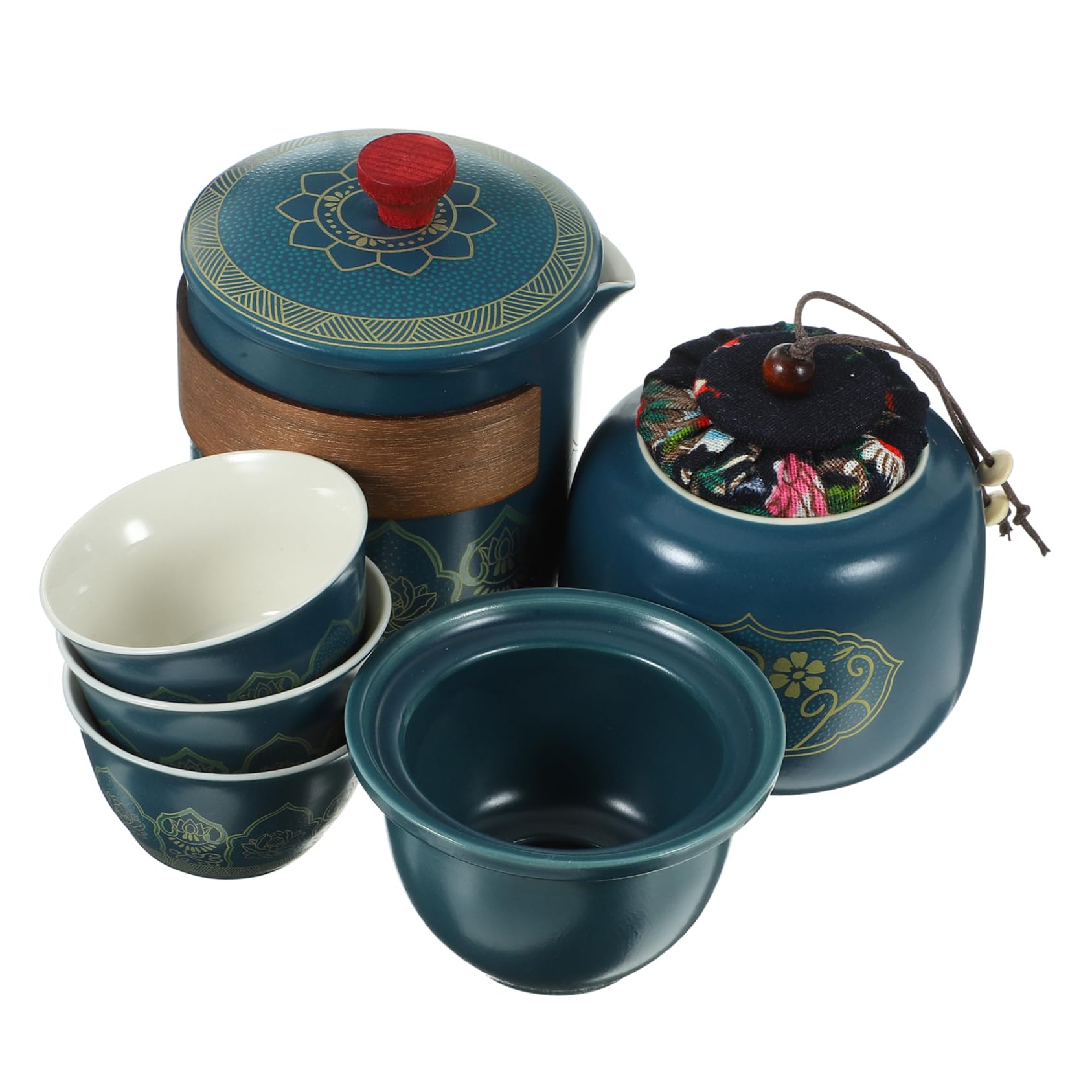 jojofuny 4stücke Teiliges Handgefertigtes Teeset Keramik Mit Tragbarer Tasche Für Zuhause Partys Und Leicht Zu Reinigen Und Im Design