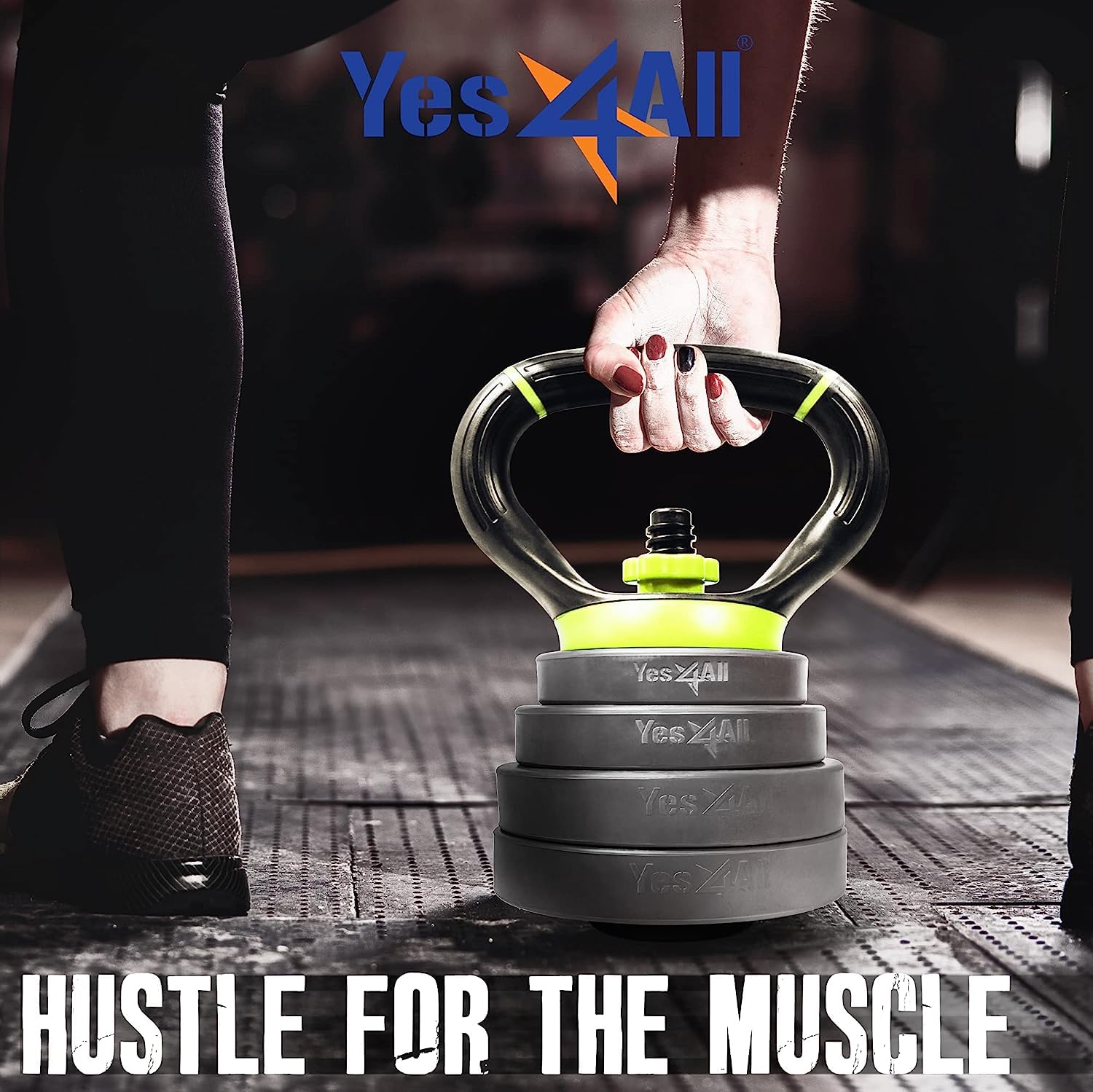Yes4All Kettlebell Verstellbar/Griff für Hanteln, Hantelscheiben, Schwunghantel, Kugelgewicht