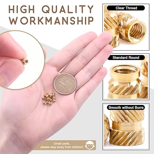 Miniatura 3 de Tuercas de latón M2x3x3.0.197 in Tuercas de incrustación Tuerca de latón Tuercas moleteadas Tuercas roscadas Juego de calor Tuercas de inserción