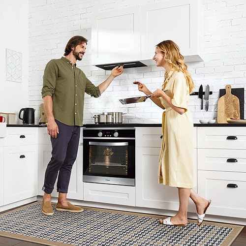 Miniatura 3 de YUHFERA Alfombra tejida a cuadros  Alfombra de pasillo de interior lavable de granja, antideslizante, perfecta para lavandería, entrada, cocina,