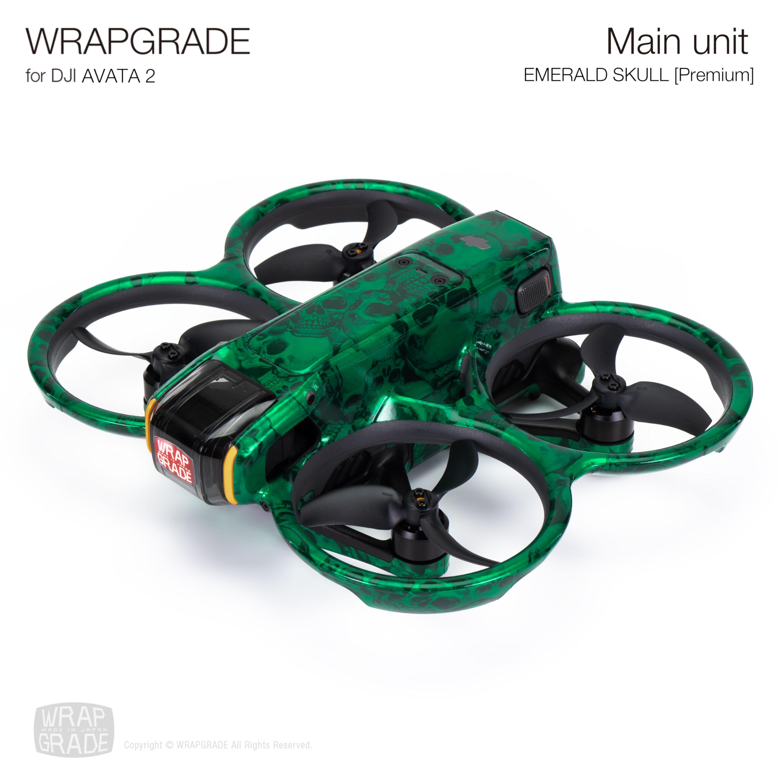 WRAPGRADE Skin Stickers Compatible with DJI Avata 2 (Emerald Skull) - Image 3