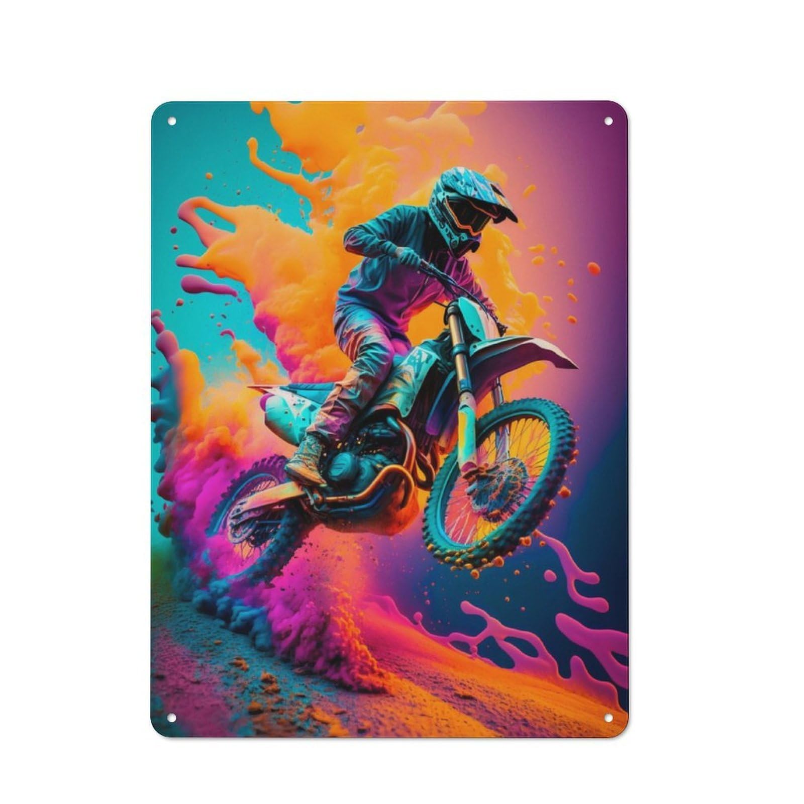Junmoney Motocross Retro Metal Wall Sign 40X30cm With For Café Or Home Bar, For Cooler-Season Styling In Café And Home Bar