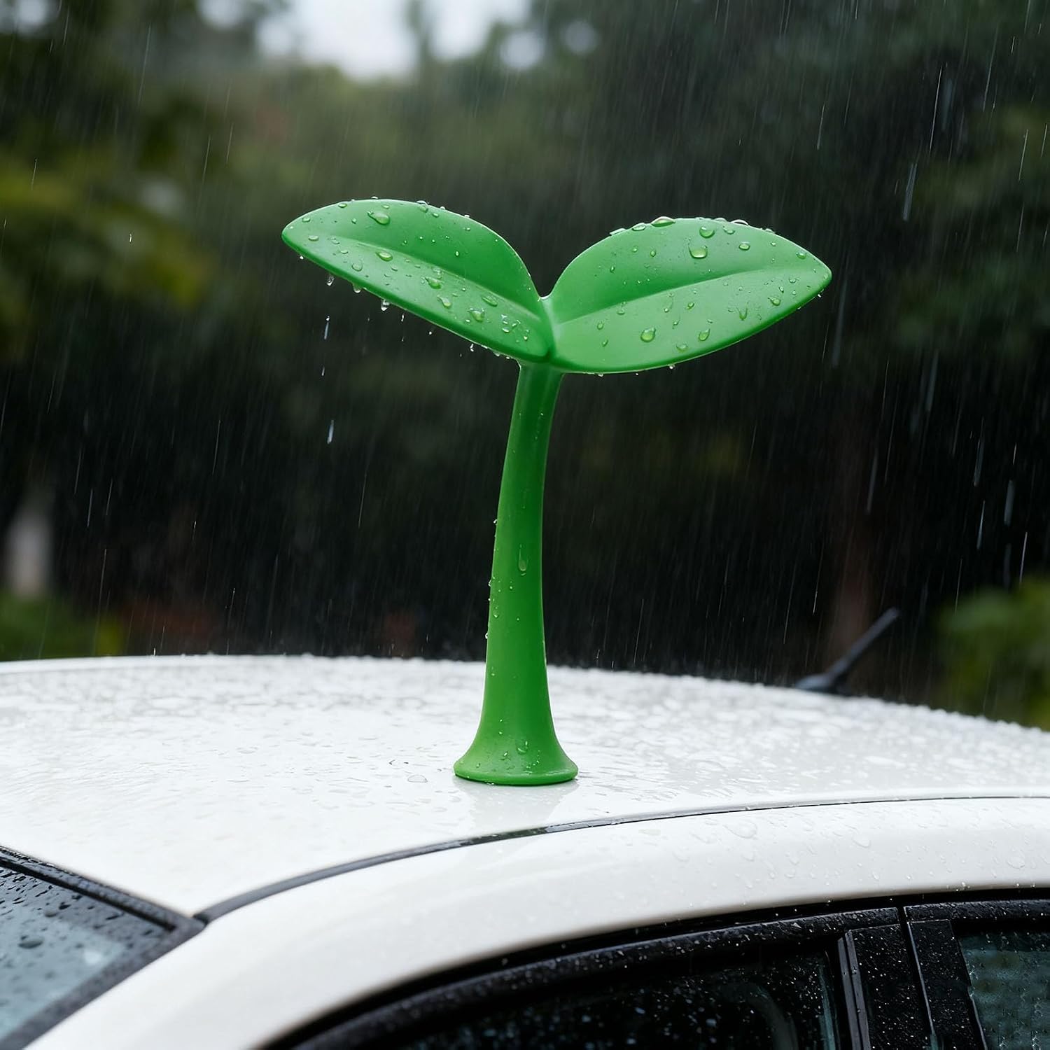 Car Sprout Topper 3D Cute Car Sticker Decal，Waterproof Moving Grass Bean Sprout Green Leaf Dances in Wind, Spot Your Car, Also for Mailbox,Garden, Home, Dog House Decoration