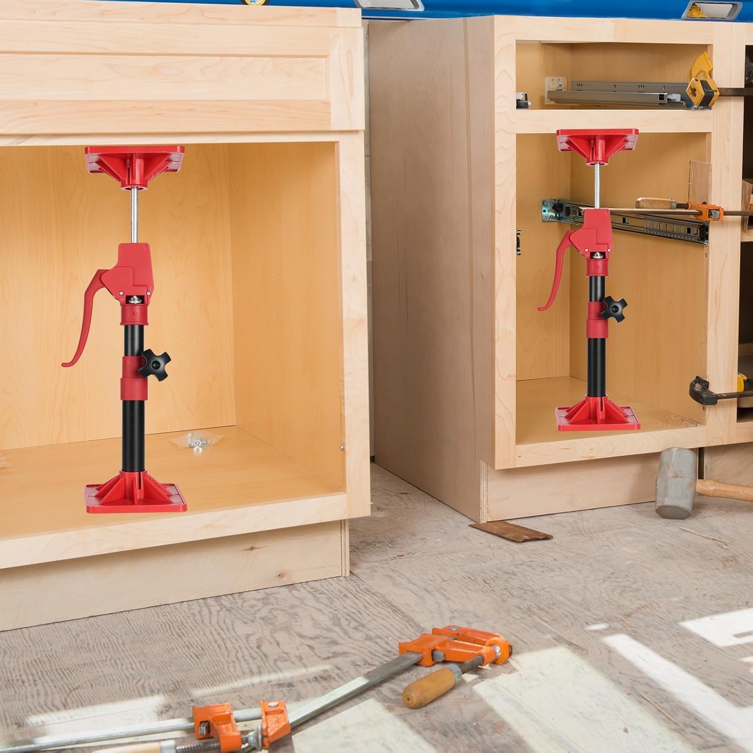 Cabinet Jack Support Pole, 11.8-23.5 inches Adjustable Third Hand Tool, Steel Telescopic Quick Support Rod with 78lbs Capacity for Cabinets Jack, Drywall Lift & Cargo Bars-image-47