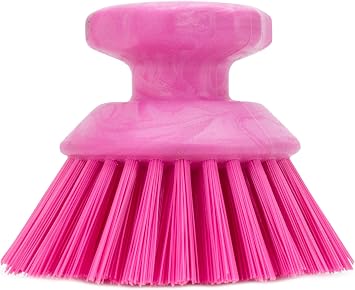 SPARTA 42395EC26 Plastic Scrubber Brush, Round Brush, Dish Scrub Brush With Color Coded For Cleaning, Kitchen, Bathroom, Bathtub, Dishes, Sink, 5 X 5 X 4 Inches, Pink