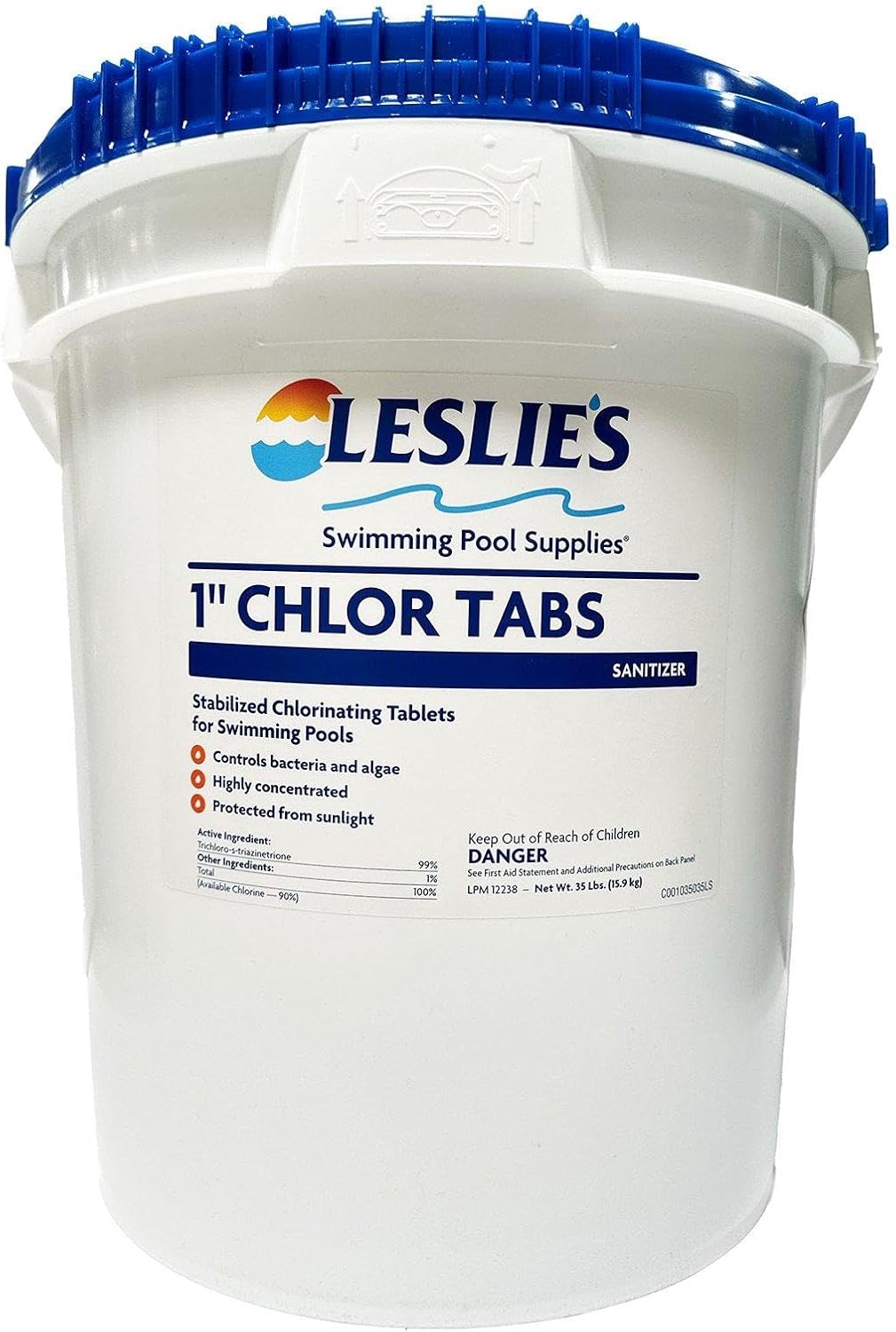 Leslie's 1 Inch Chlorine Pool Tabs 8 lbs Bucket C001008008LS