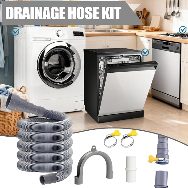 Ablaufschlauch Waschmaschine 3M Universal Waschmaschinenschlauch Abwasserschlauch Verlängerung Set 4 Schnittstellengrößen für Waschmaschinen Spülmaschine Wohnmobil - 4