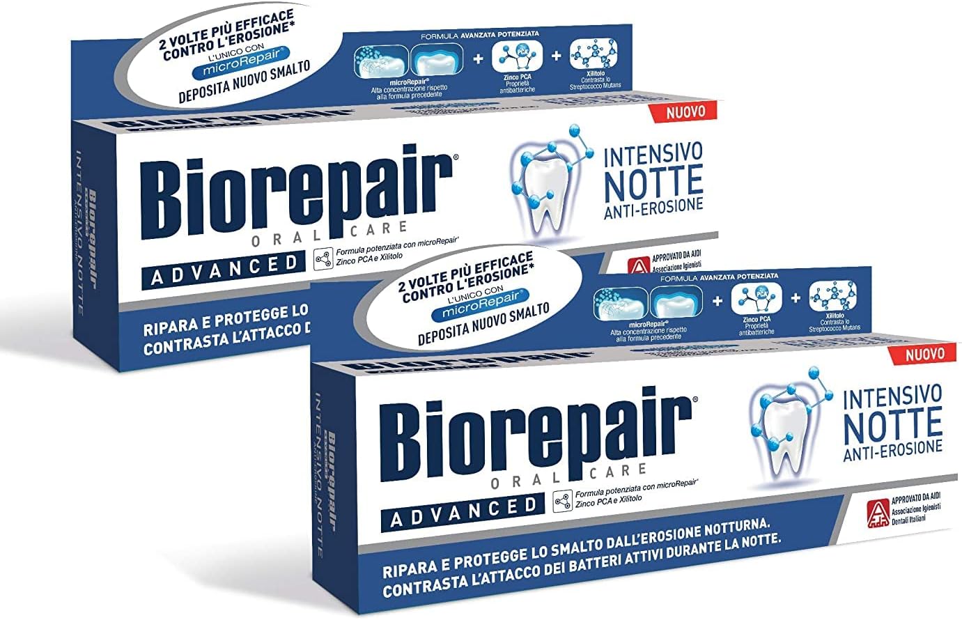 Biorepair Coswell S.p.A. : Dentifricio per la Notte (Intensive Night Repair) Toothpaste with microRepair * 2.5 Fluid Ounce (75ml) Tube * [ Italian Import ] by