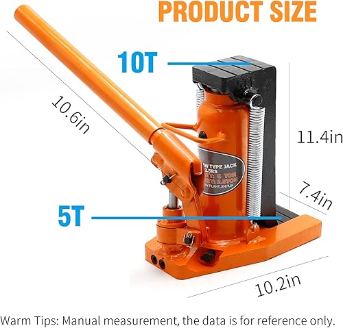 Miniatura 2 de Gato hidráulico de punta de máquina de 2.55 toneladas, gato de garra con bomba manual manual, cilindro de pista de elevación de cromo duro tratado
