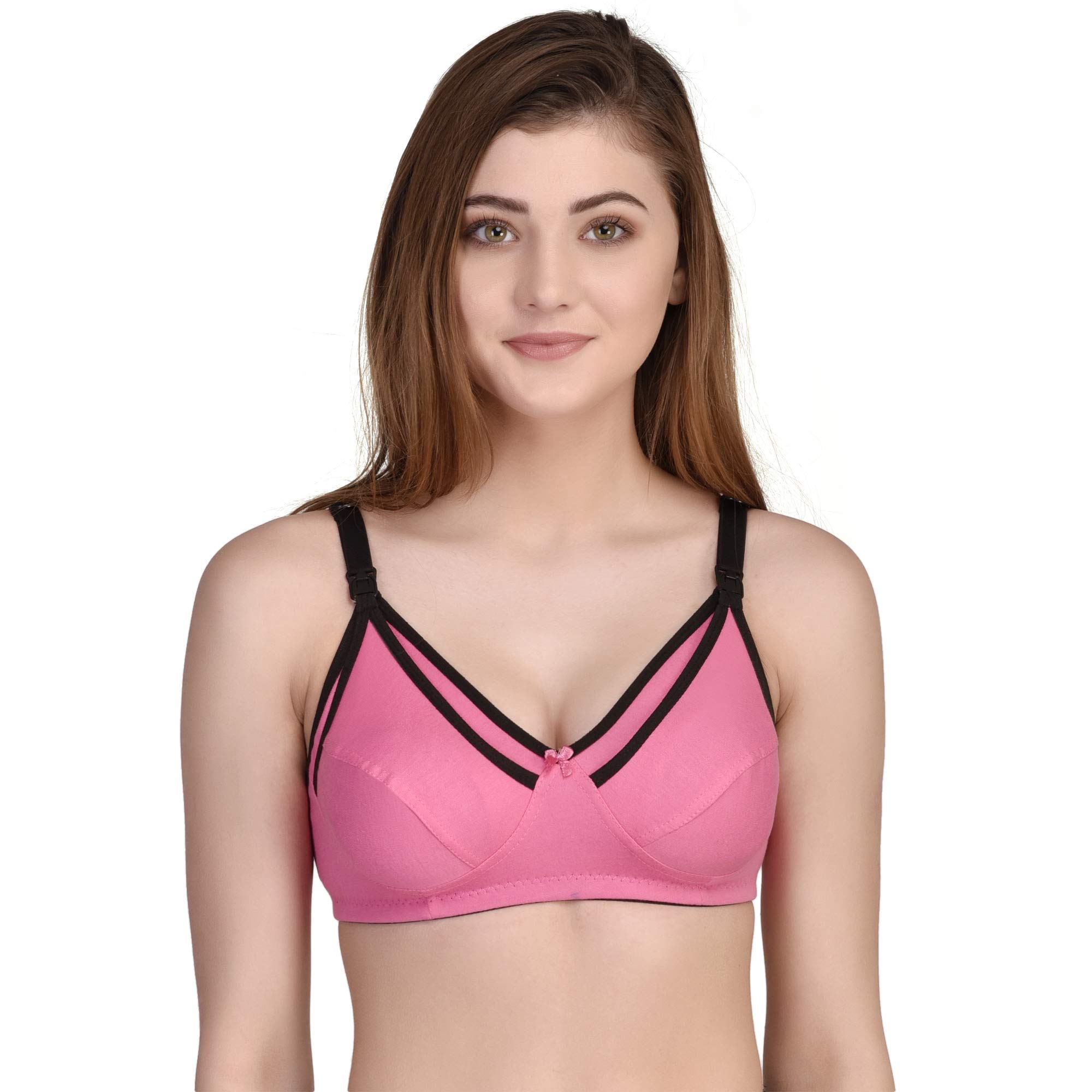 Nursing Bra with Clip Down Cups, Cotton Maternity Feeding Bra with Adjustable Straps-image-29