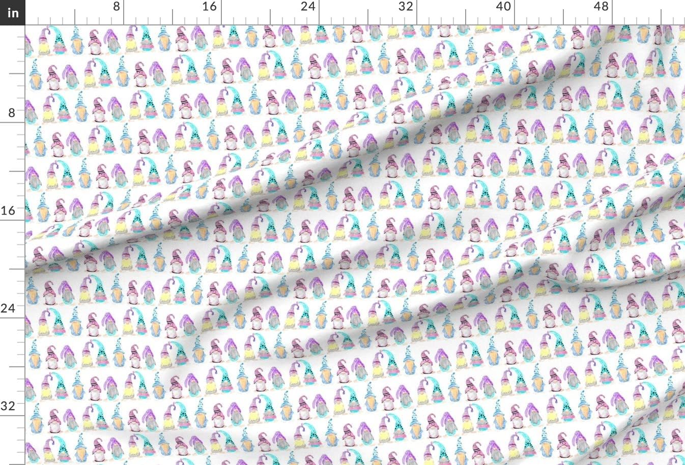 Spoonflower Fabric - Pastel Gnomes Gnome Watercolor Cute Hats Printed on Upholstery Velvet Fabric Fat Quarter - Upholstery Home Decor Bottomweight Apparel