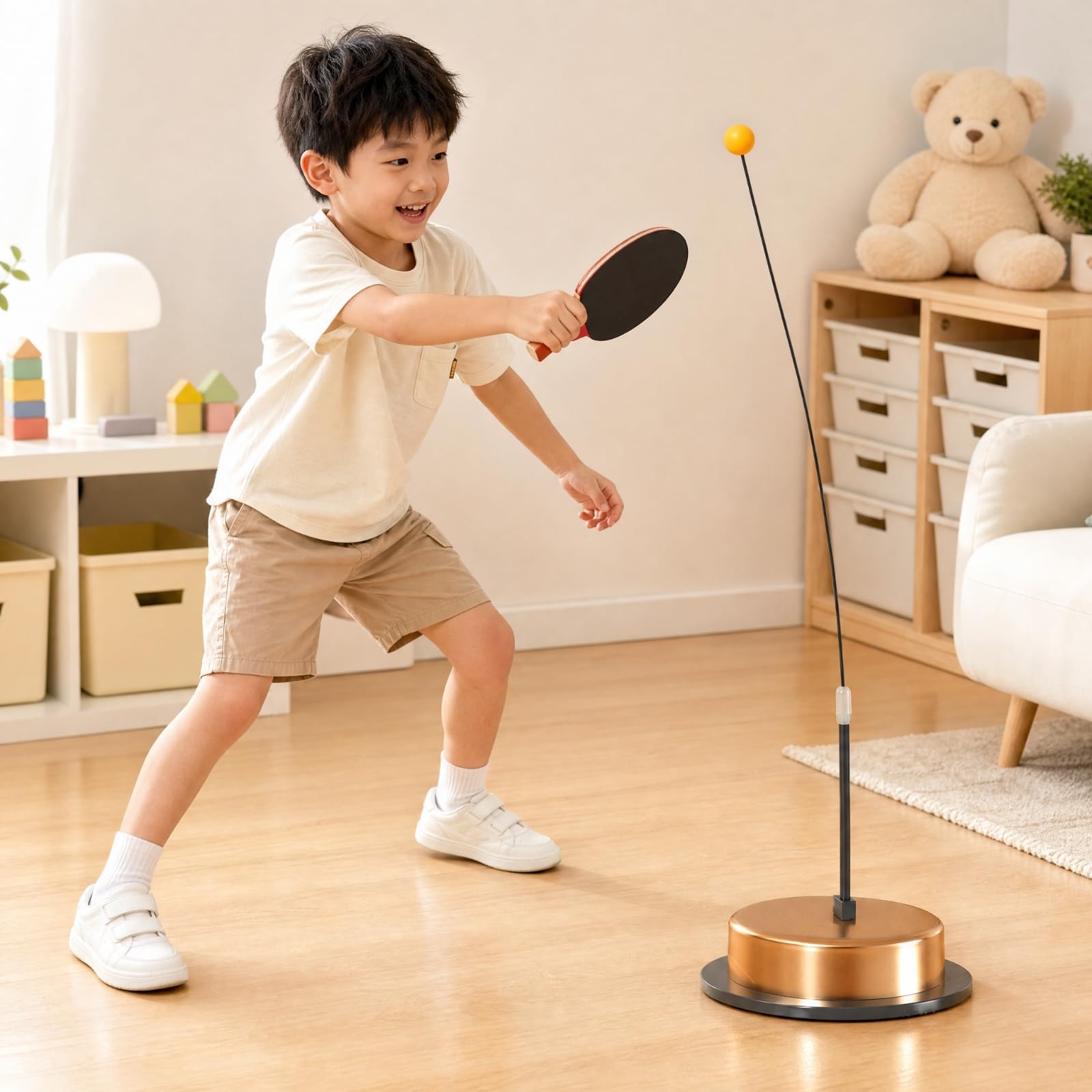 Allenatore da Tavolo con Aste Elastiche Stabile Dispositivo di Allenamento con Base Pesata Compatto per Bambini, Casa