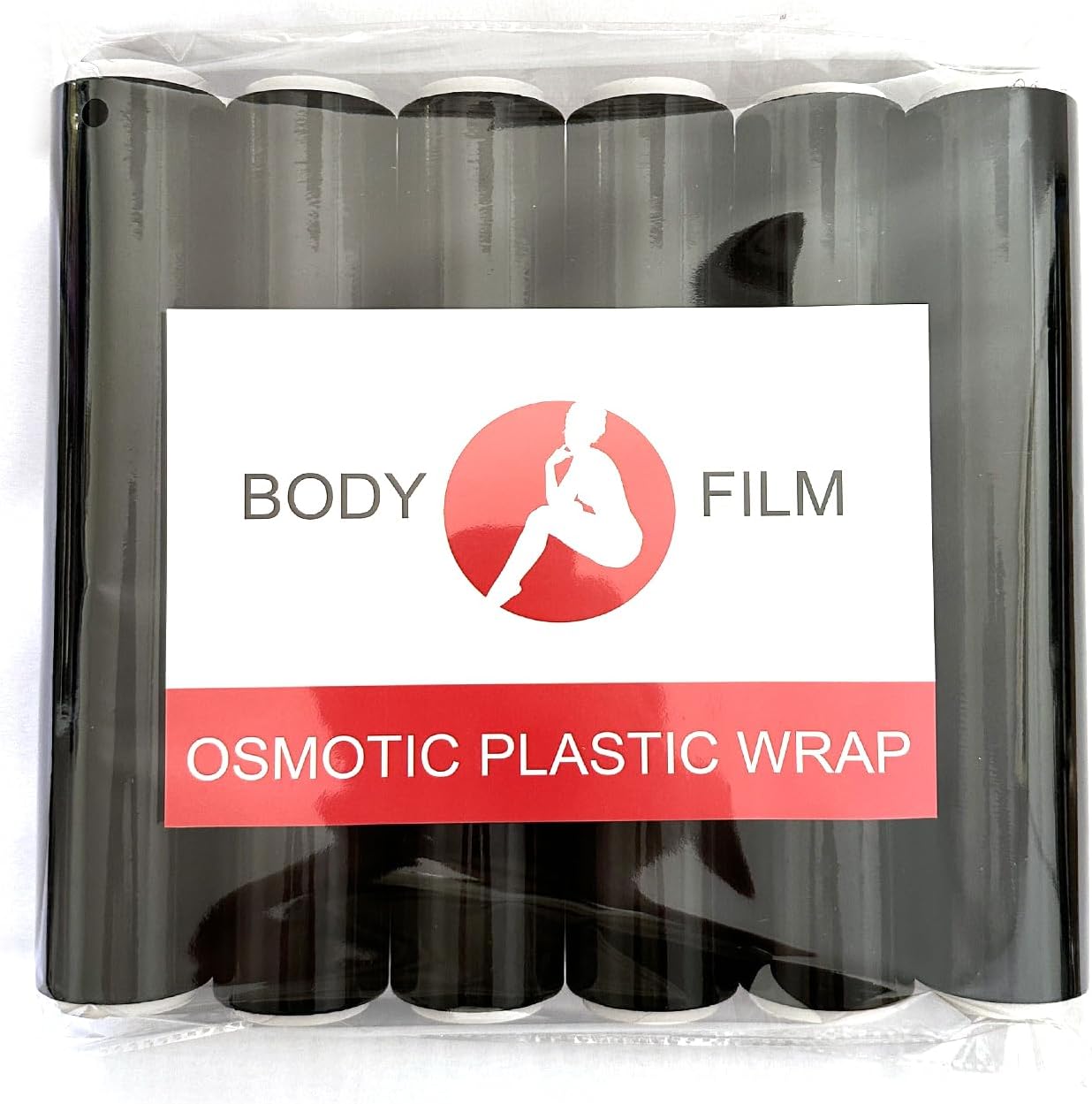 6 ROLLS 200FT Contouring Osmotic Plastic Body Slimming Wrap - Workout & Sweat Enhancer Stomach Wrap - Sauna Thermal Sweat Stomach Wrap Black
