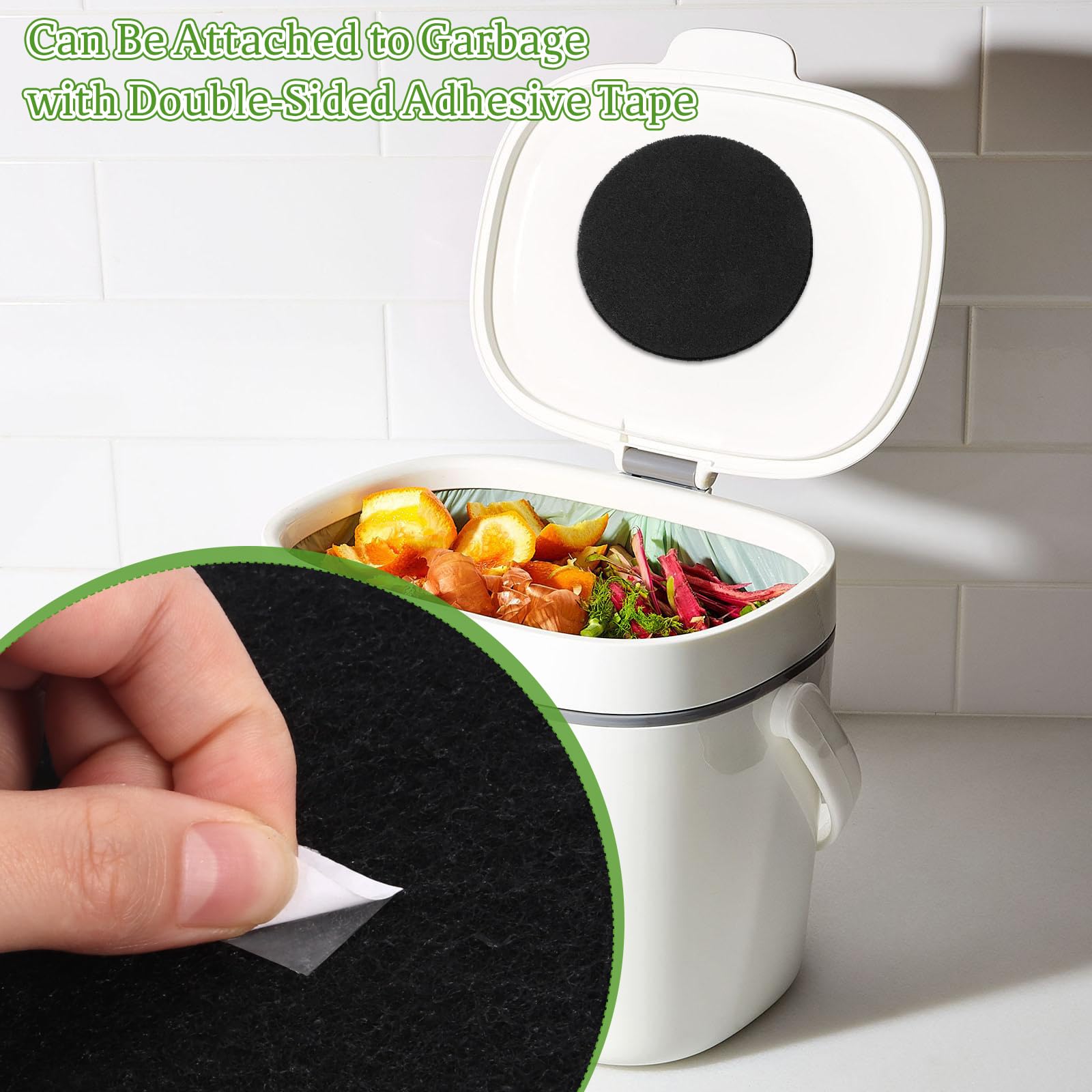 10 Pièces Filtre Charbon Actif, Filtres à Bacs à Compost Ronde et Carrée avec 1 Ciseaux, Filtres à Poubelle à Charbon, Filtres à Charbon Actif de Cuisine pour Composteur de Déchets de Cuisine