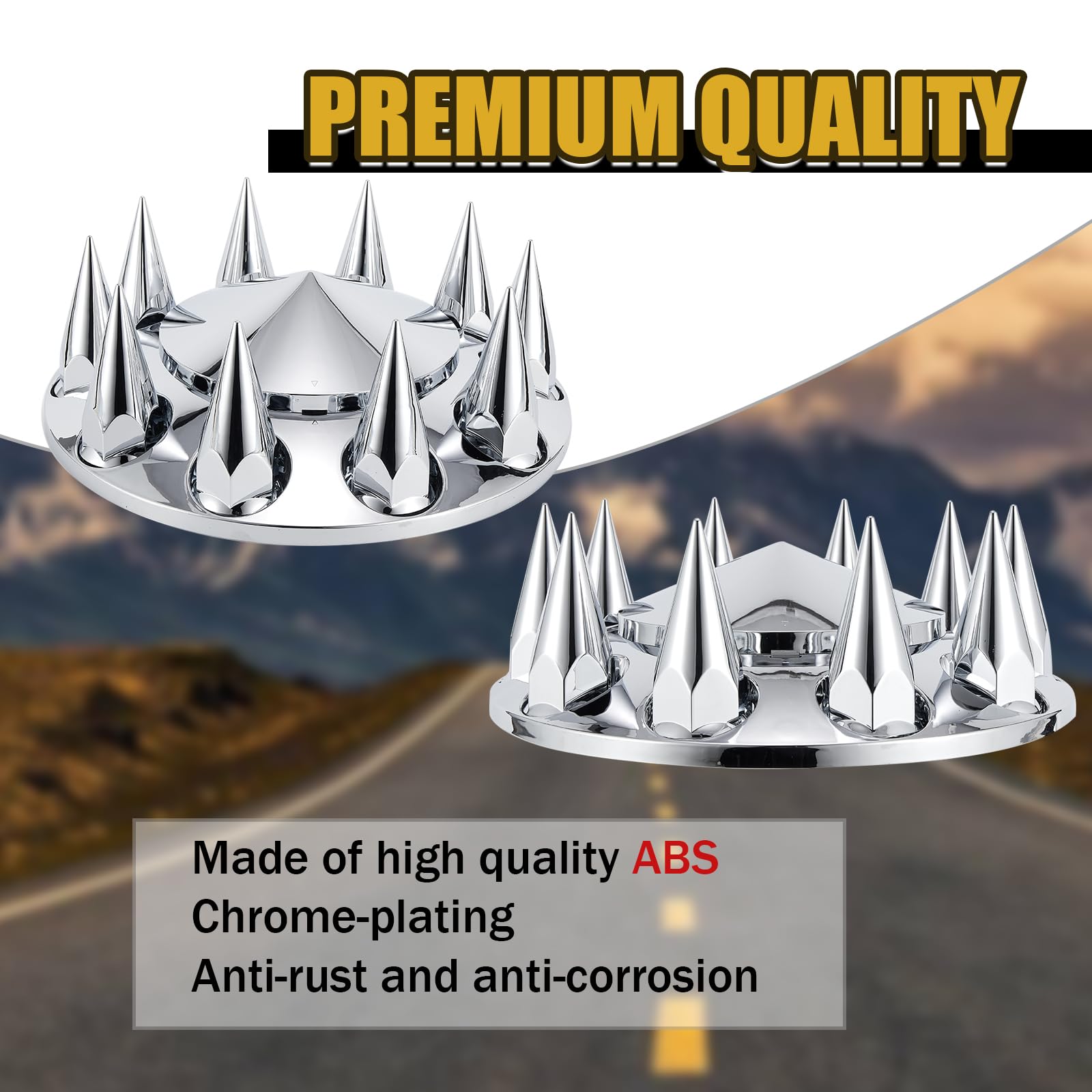 10 Hole Wheel Axle Covers JIUXI ABS Chrome Plastic Axle Cover Kit For Semi Trucks – Includes Nut Covers & Tool, Standard Size Semi Truck Mud Flaps - View #3
