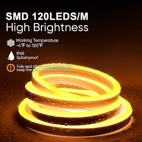 Miniatura 6 de Shine Decor Productos del paquete de clip de montaje con kit de luces LED de neón amarillo dorado de 20M/65.6ft