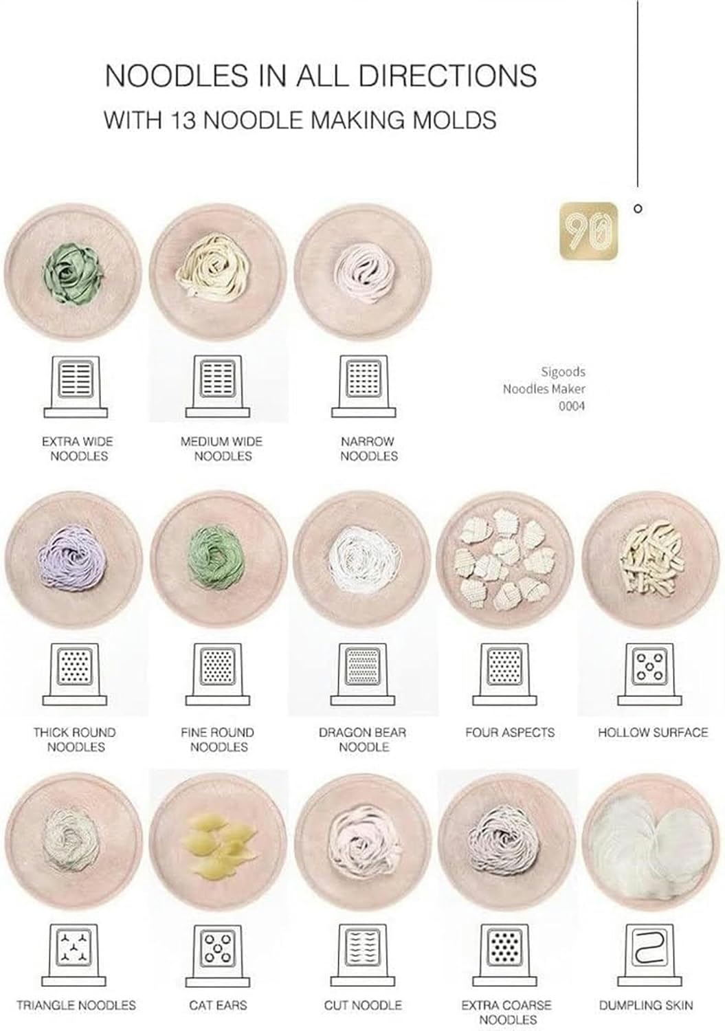 Wzglod Automatic Electric Home Pasta Maker Electric Small Mini Home Plastic Italian Spaghetti Noodle Pasta Maker Making Machine with 13 Noodle Molds Saves Time and Effort and is Beginner Friendly