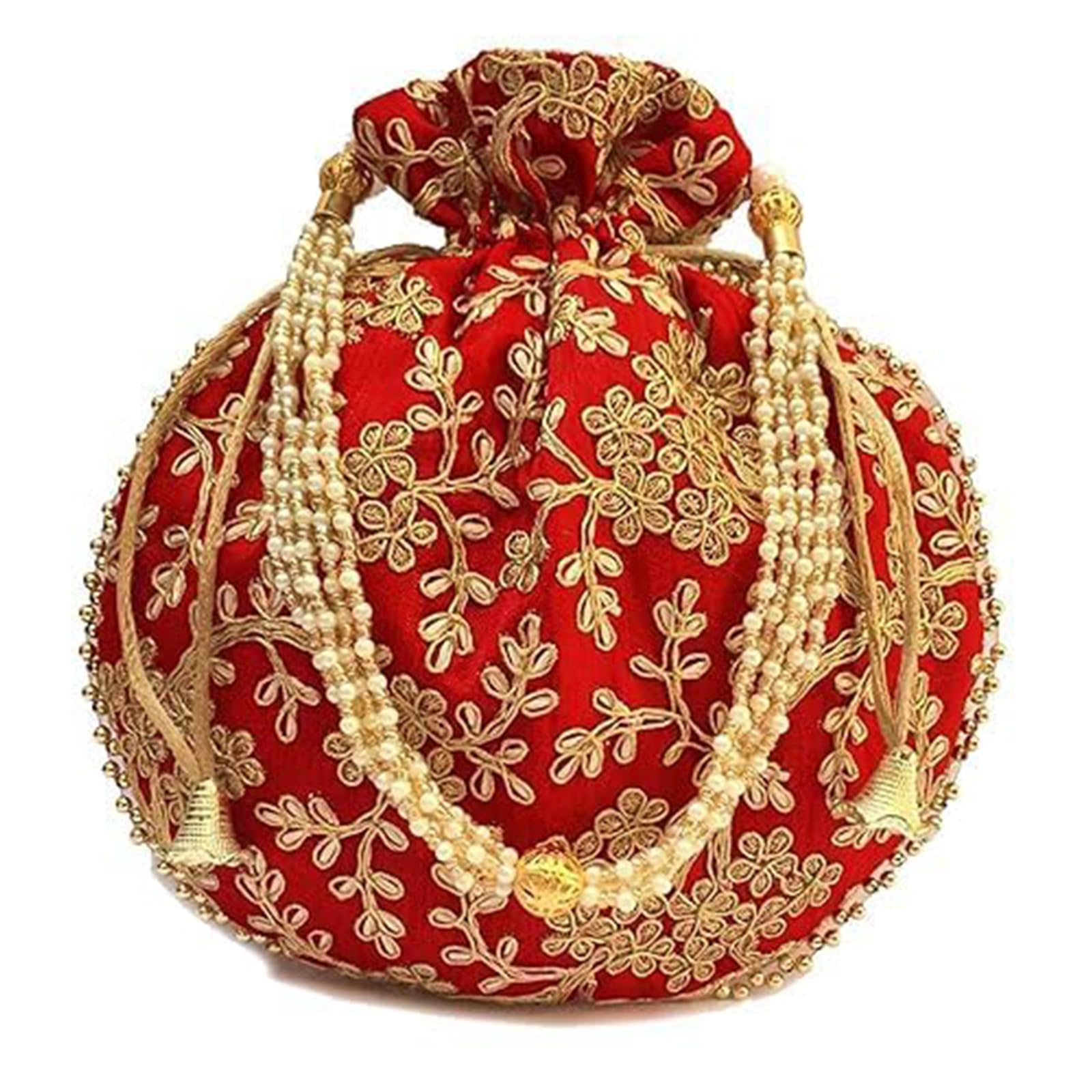 royal pouch Designer Embroidered Potli Bag for Women & Girls – Wedding, Festive & Party | Handbag with Pearl Handle | Ethnic Traditional Drawstring Pouch for Gifting & Bridal Use-picture-46