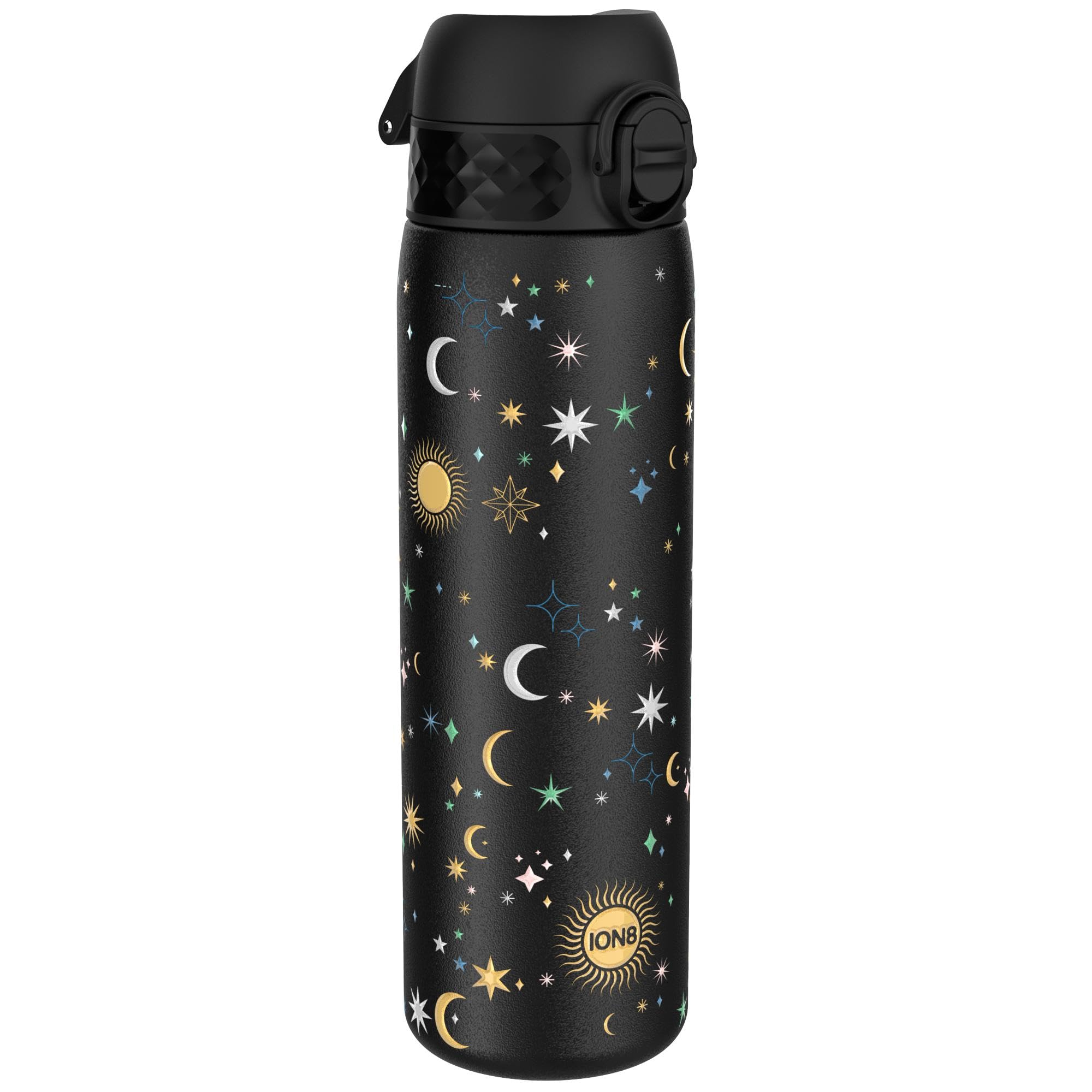 ION8 Vacuum Insulated Steel Water Bottle, 500 ml/17 oz, Leak Proof, Easy to Open, Secure Lock, Dishwasher Safe, Fits Cup Holders, Carry Handle, Scratch Resistant,Metal Water Bottle, Celestial Universe