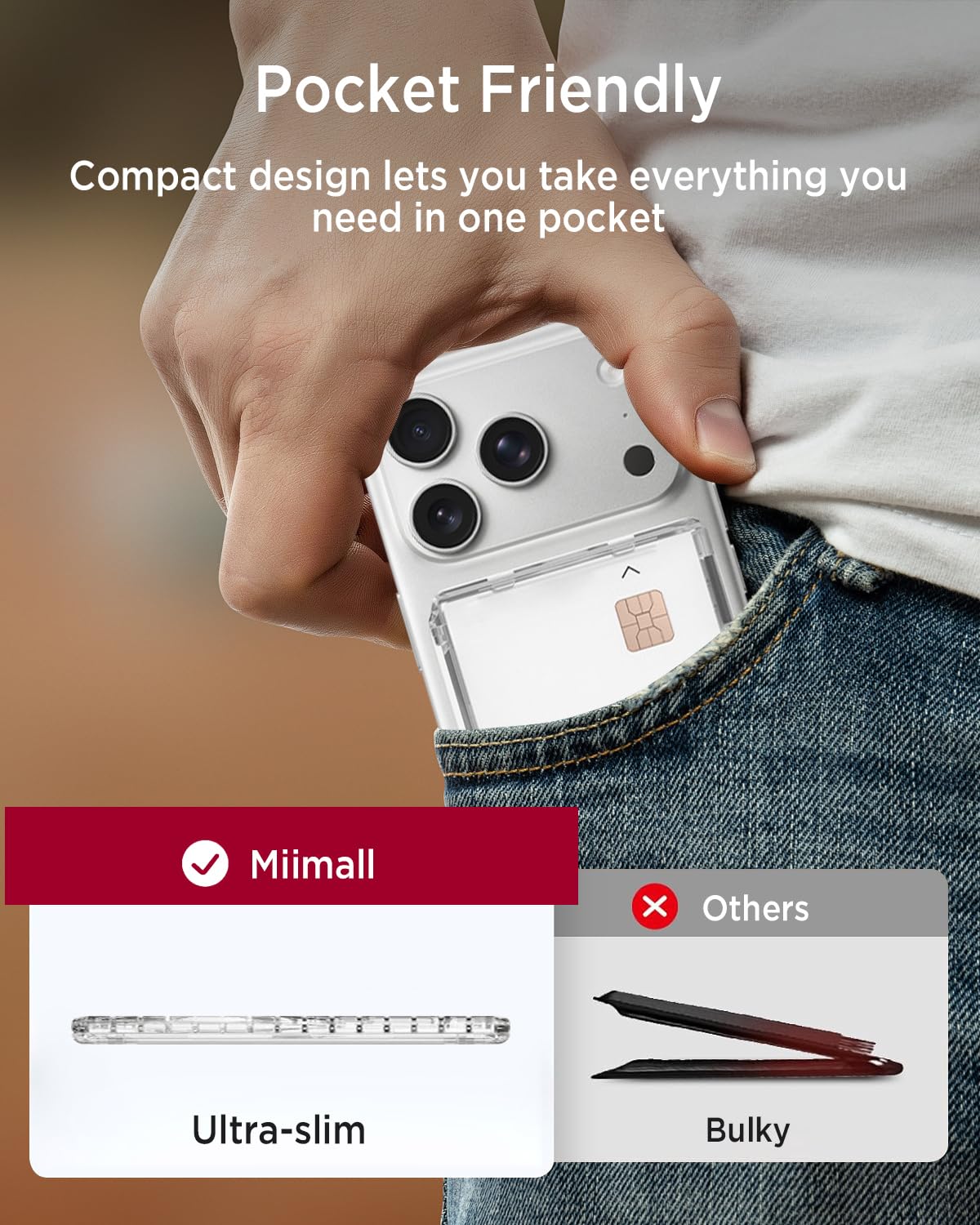Miimall Magnetisch Handy Kartenhalter für iPhone 17 Pro Max Mag Safe Wallet Stand, Durchsichtig PC Magnetic Wallet Card Holder für iPhone 17 16 15 14/Google Pixel 10 9 8 Serie