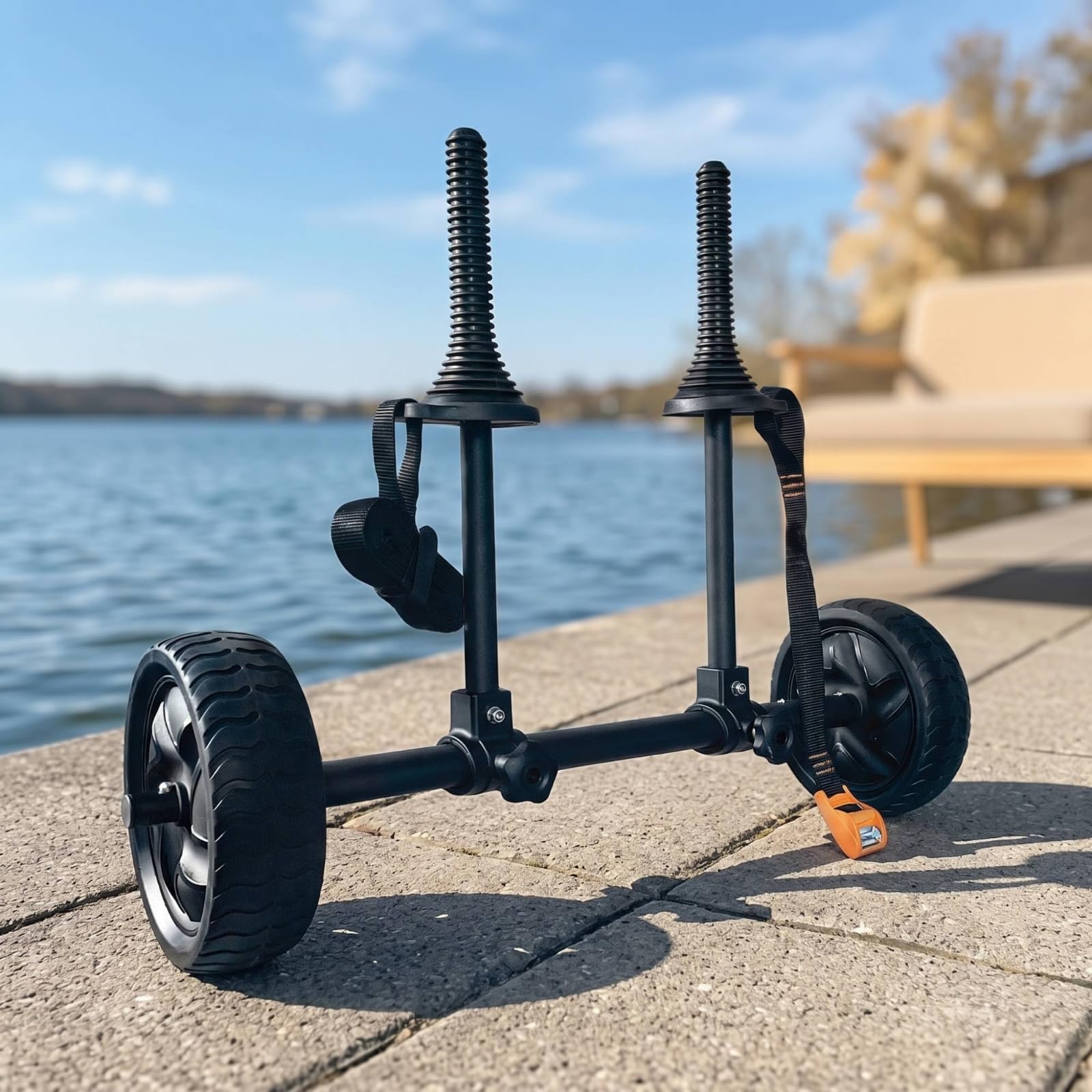 Bootswagen mit Gurtband vstellbar Kajakwagen stabil Kajakwagen mit Luftreifen für, Sport, Strand