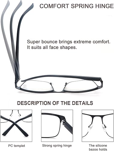 Miniatura 4 de HEEYYOK Reading Glasses for Men Blue Llight Blocking Metal Readers For Men Computer Cheaters Reading Eyeglasses Mens