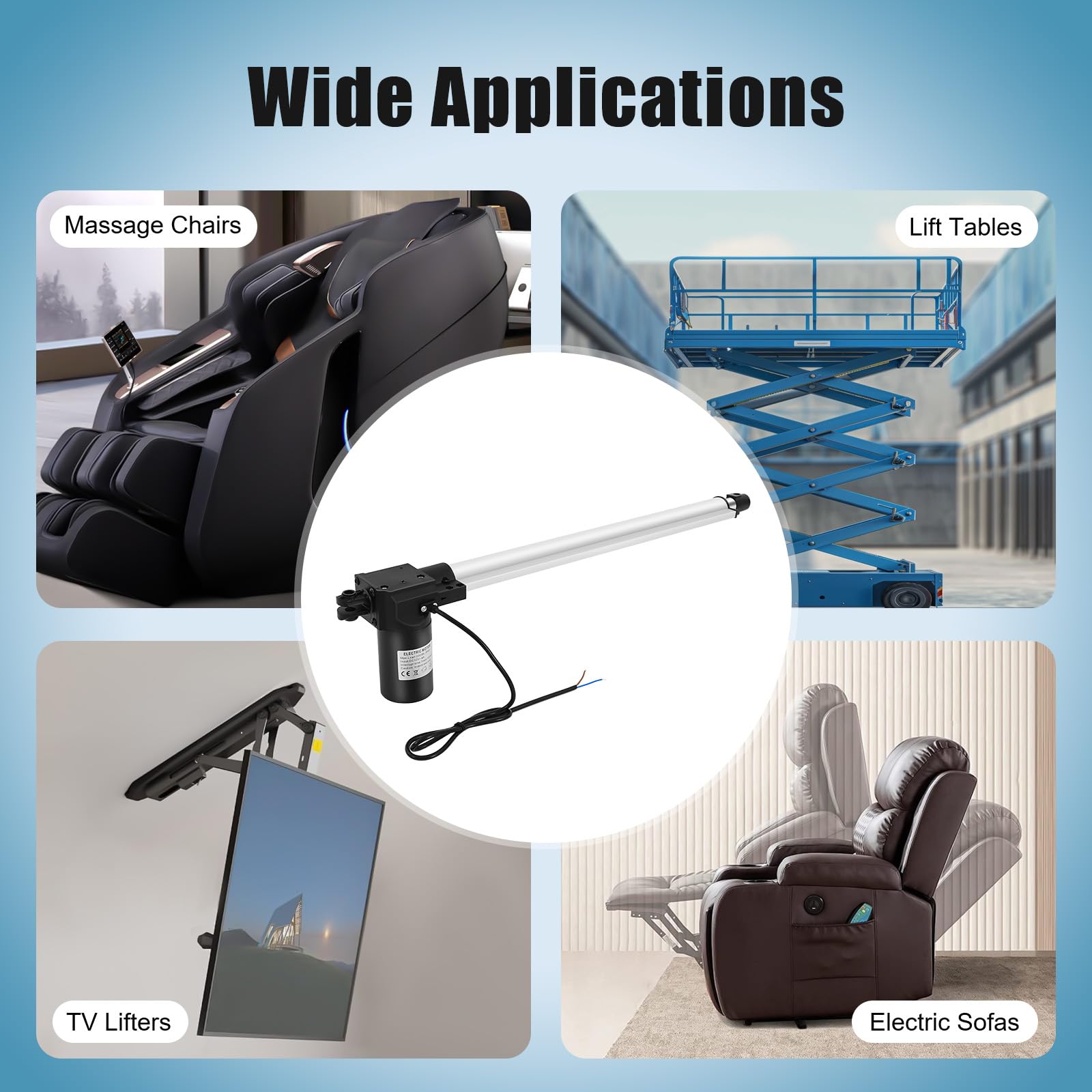 Linearantrieb, 6000N 500mm Hub max, Lineartechnik-Aktuatoren Linear Actuator für TV-Hubtische, Massagebetten, Autos Elektrischen Heckklappen, Elektrische Sofas, Automatische Türöffner