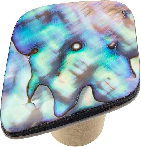 Miniatura 2 de Rockcloud Rhombic - Perillas de cajón de abulón coloridas con base de cobre, tiradores hechos a mano para gabinete, armario, muebles, pomo