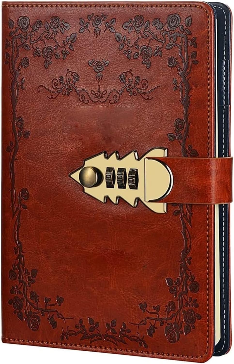 PU Leather A5 Retro Notebooks and Journals Diary with Lock Agenda Password Note Books for School Notebooks Supplies (Color : D, Size : A5)
