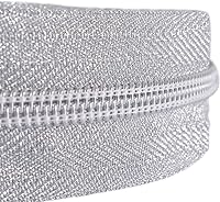 Vista 2 de Cremallera por Yarda 5# - Bobina Metálica de Nailon para Coser, Tapicería Plateada de 5 Yardas con 10 Tiradores de Oro Blanco para Manualidades