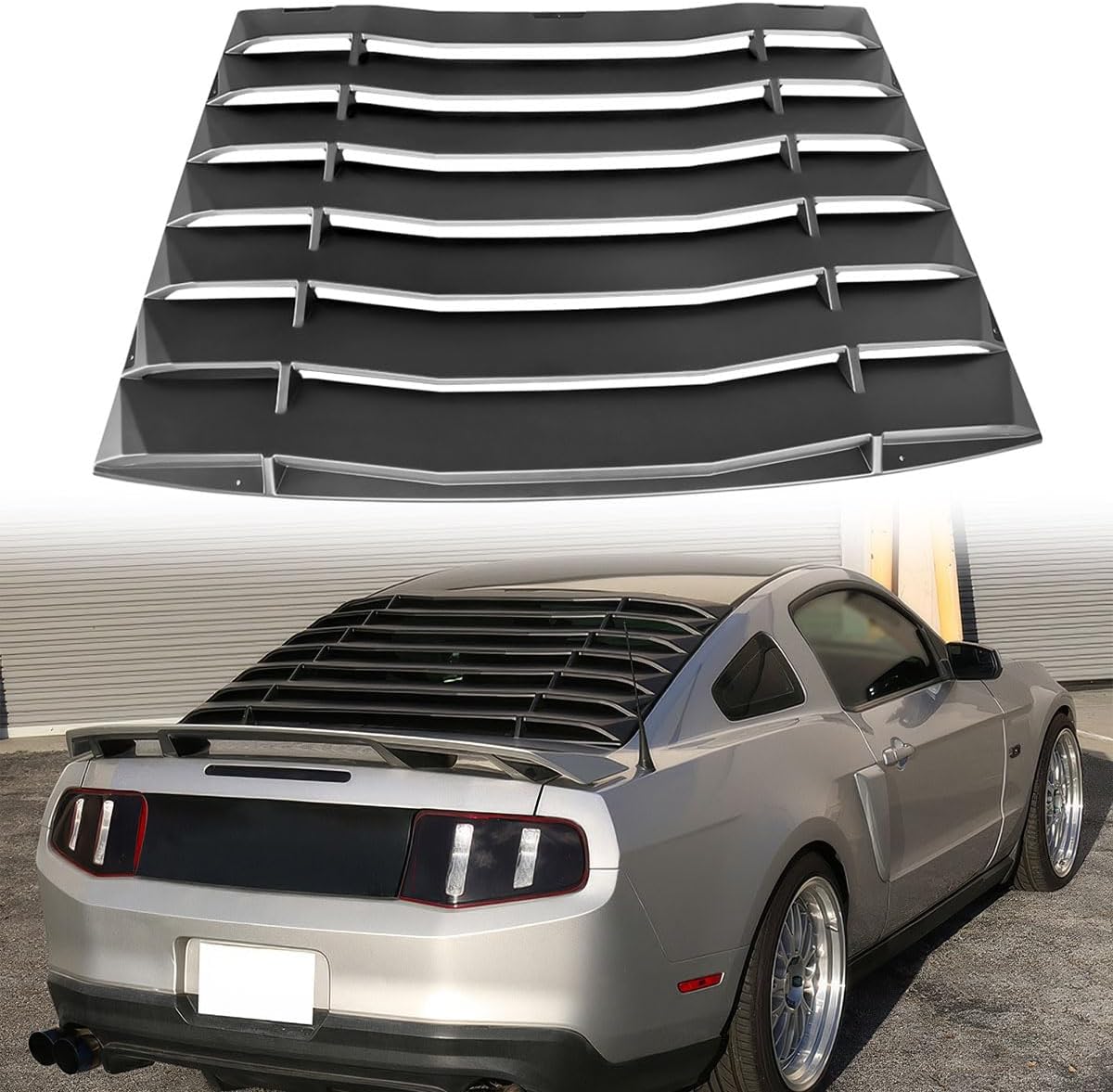 Rear Window Louver, Compatible with 2005-2014 Ford Mustang, Unpainted Black ABS Plastic IKON Style Aerodynamic Rear Sunshade Wind Deflection Cover, 1PC