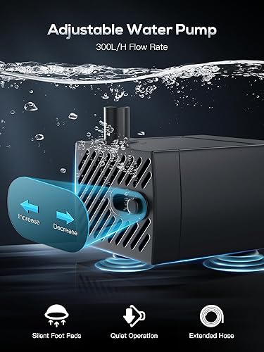 Miniatura 3 de PONDON Tanque de peces de 5 galones, kit de inicio de acuario de vidrio sin borde de hierro bajo con filtración dividida en mochila, no requiere