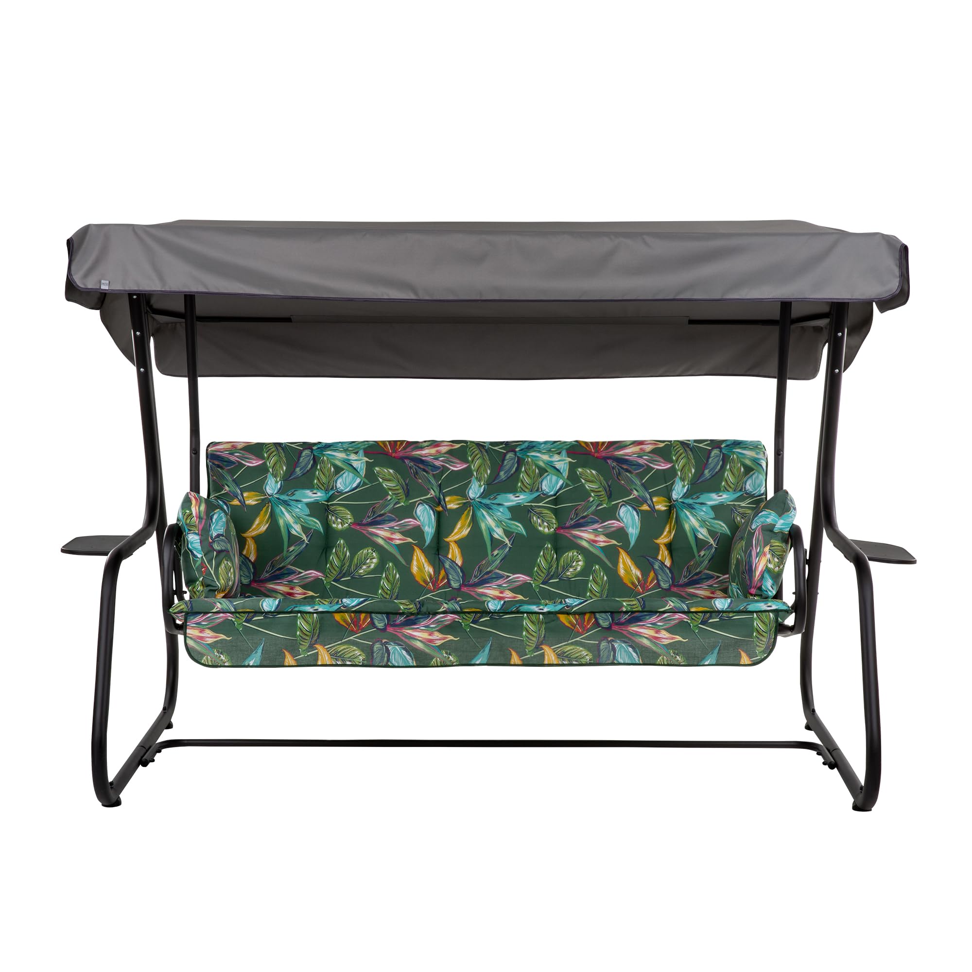 PATIO Hollywoodschaukel 3 Sitzer mit Liegefunktion Vita Black Edition mit Auflagen Sonnendach Seitentische