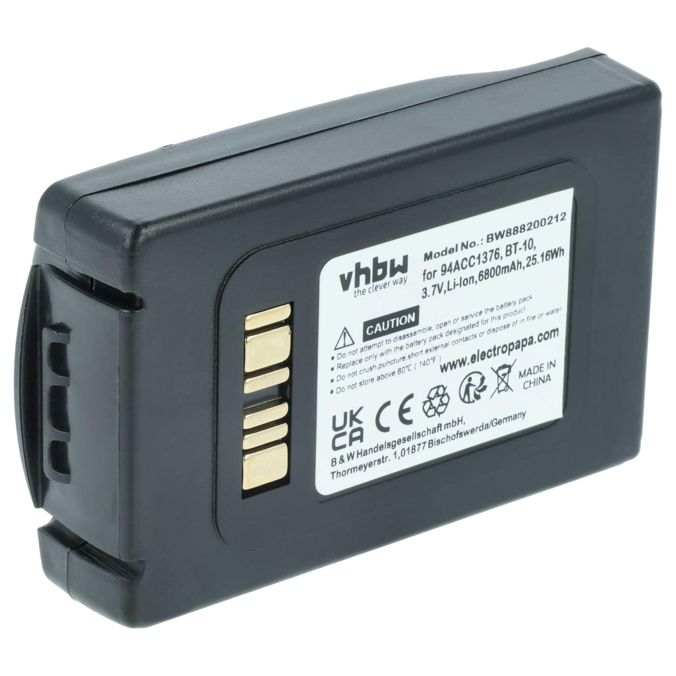 vhbw batteria sostituisce Datalogic BT-10, 94ACC0112, 94ACC1376, 94ACC1377, BT-27, BT-34 per lettore di codici a barre, POS (6800mAh, 3,7V, Li-Ion)