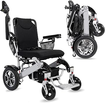 Electric Wheelchair fo Adults - Foldable Power Wheelchair- Lightweight Foldable All Terrain Motorized Wheel Chair - Portable Power Compact Wheel Chair