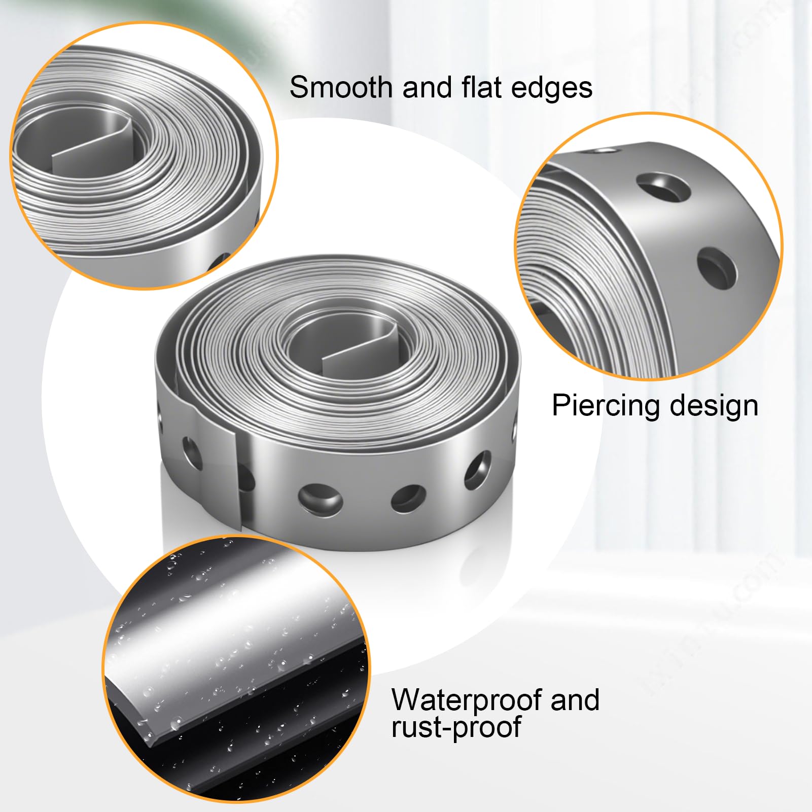 1 Pack 3/4 Inch × 10ft Galvanised Steel Band Metal Fixing Strap with Perforated Holes Builders Fence Brackets Fixing Banding Ties and Pipe Support Hanging Metal Strapping Strip with Holes - Image 3